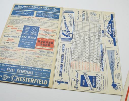 Three Cincinnati Reds Baseball Scorecards