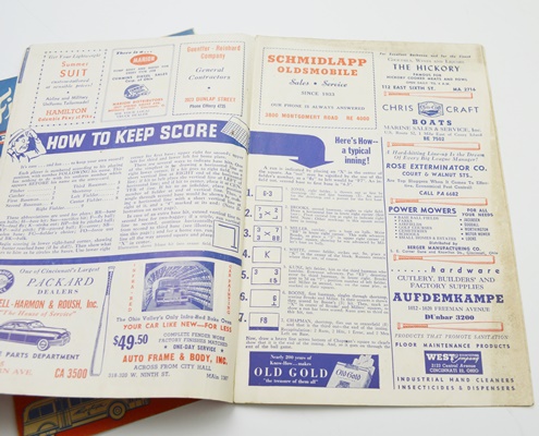 Three Cincinnati Reds Baseball Scorecards