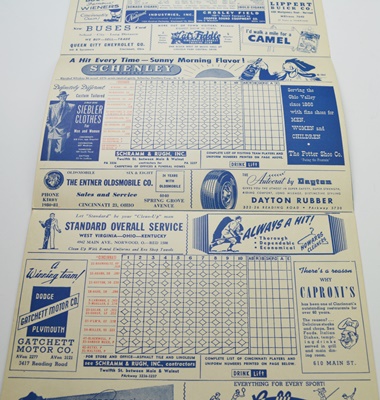 Three Cincinnati Reds Baseball Scorecards