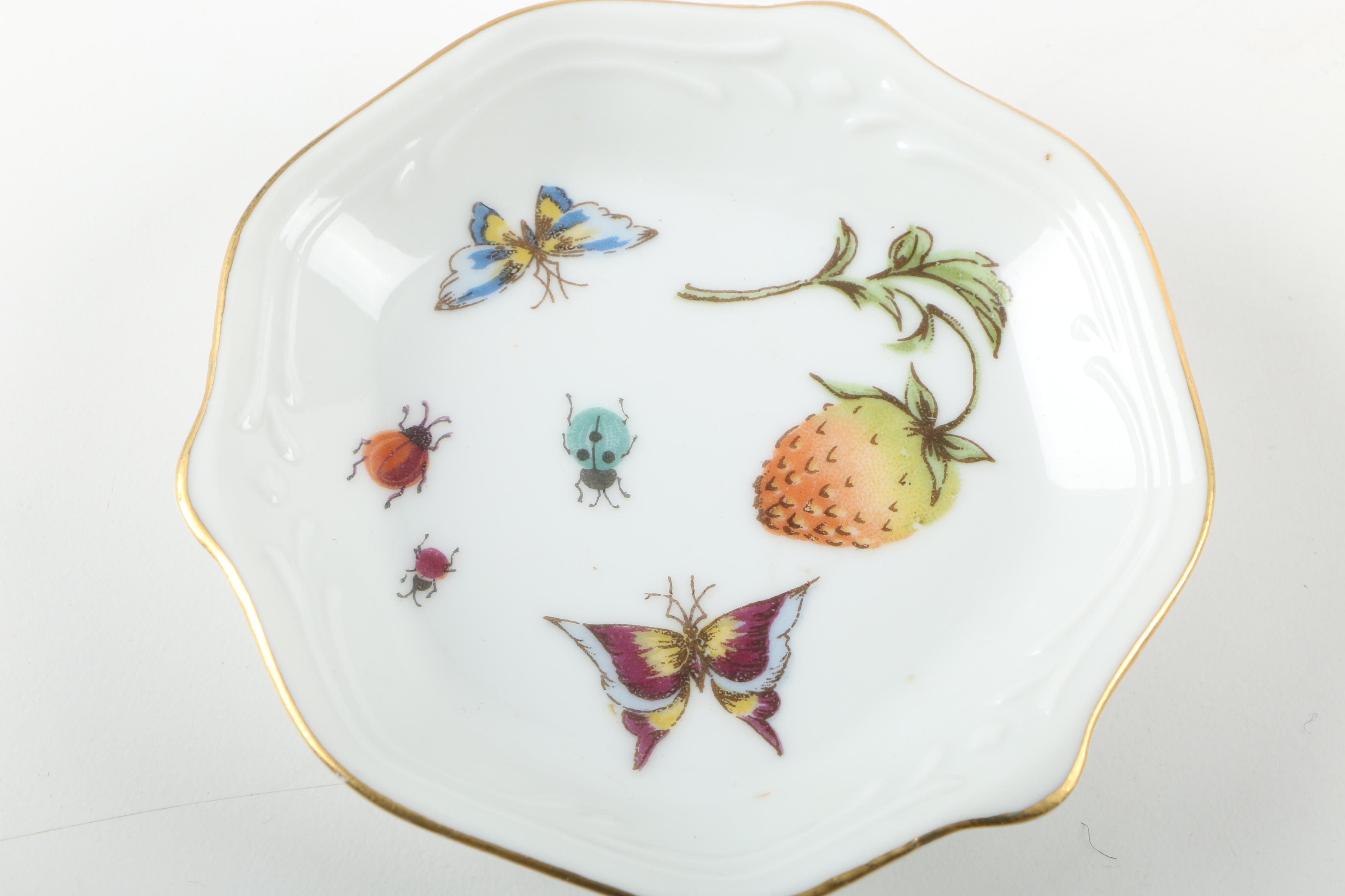 Lenwile Ardalt Hand-Painted Porcelain Jam Jar & Saucer