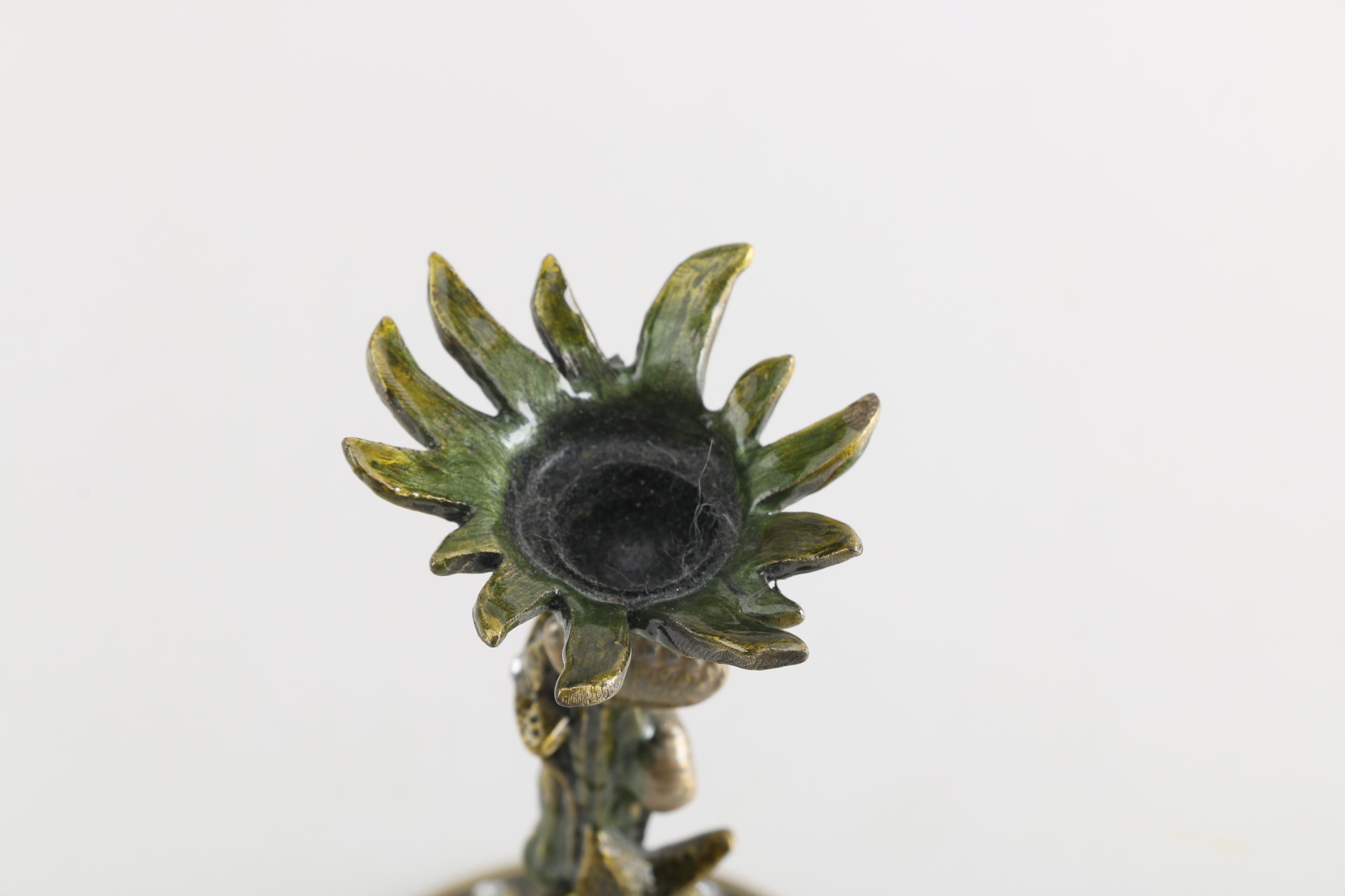 Shell Themed Metal and Enamel Candle Holder