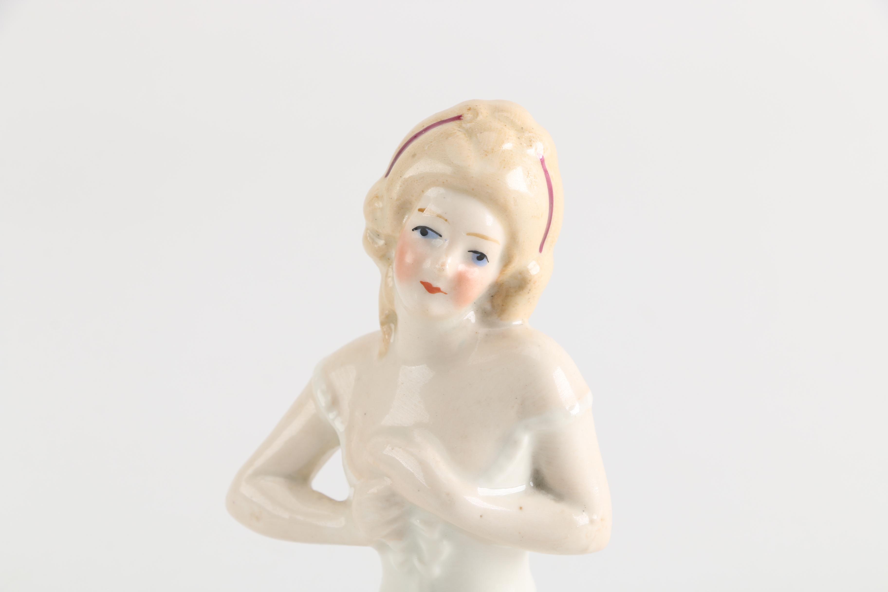Vintage Porcelain Pincushion  Half Doll