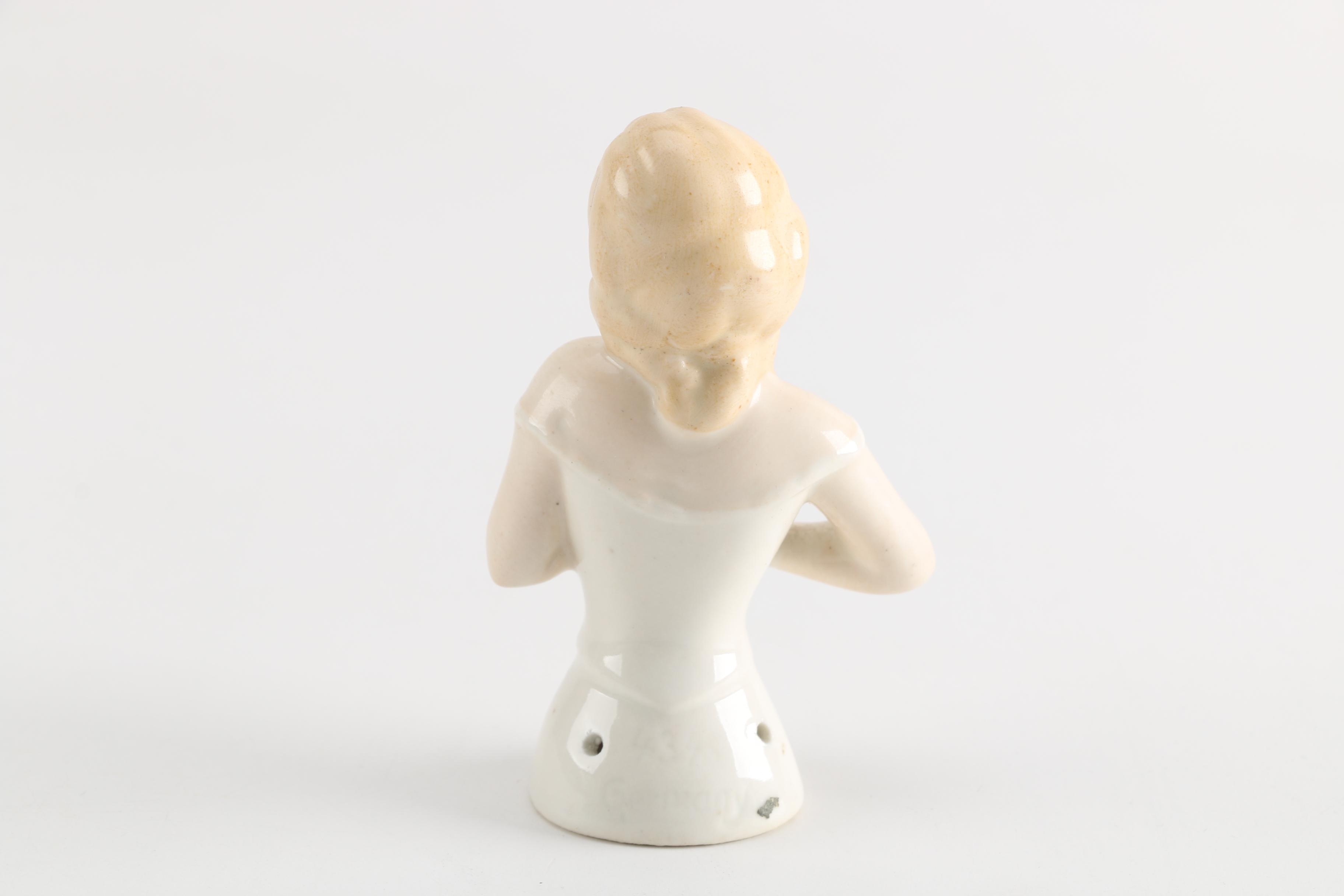 Vintage Porcelain Pincushion  Half Doll