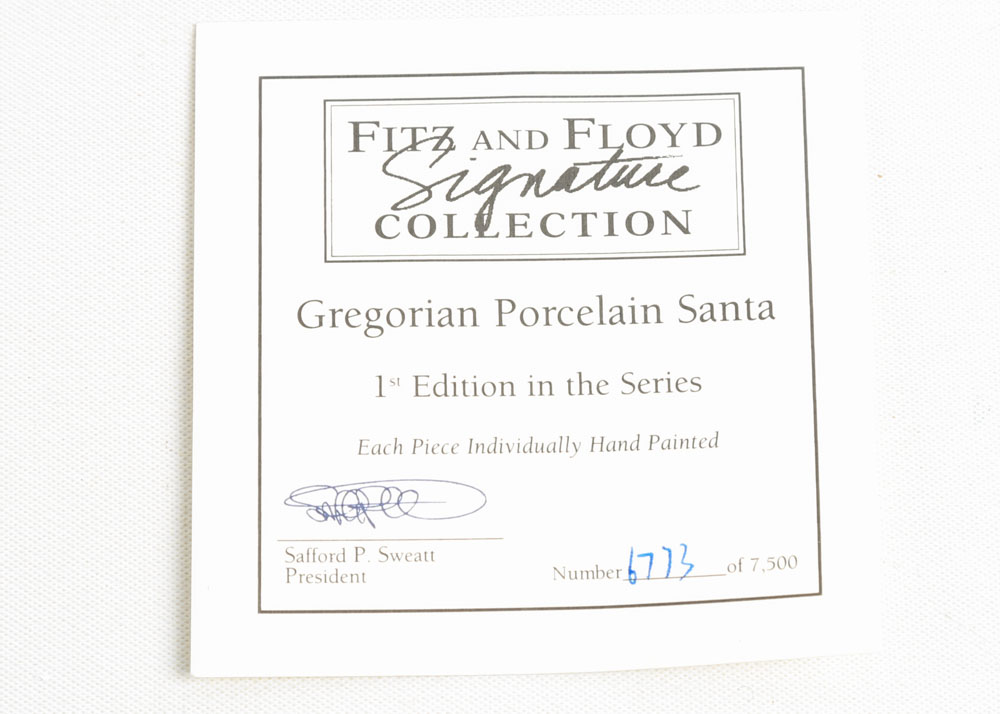 Fitz and Floyd Limited Edition Porcelain "Gregorian Santa" Figurine