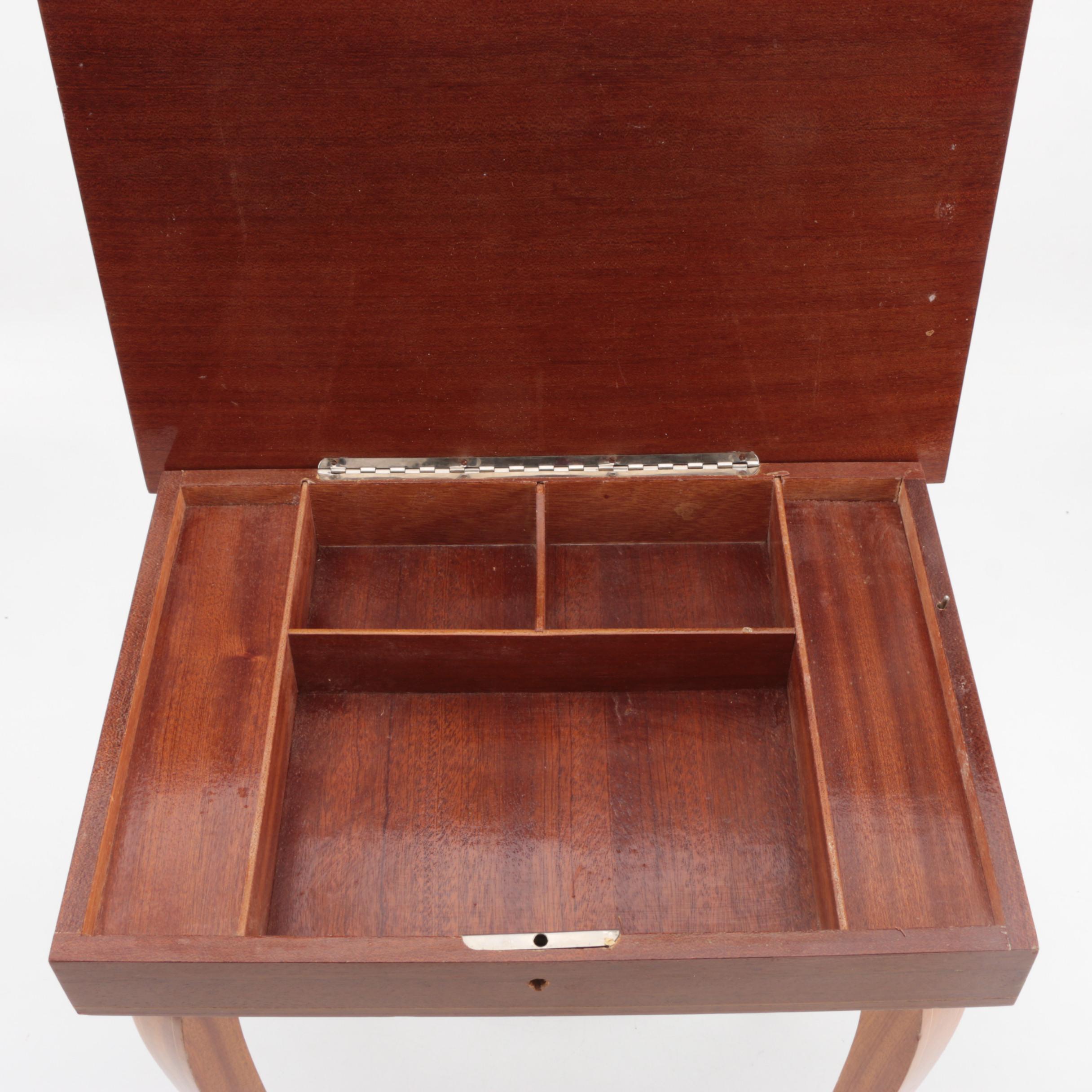 Floral Inlaid Music Box On Legs