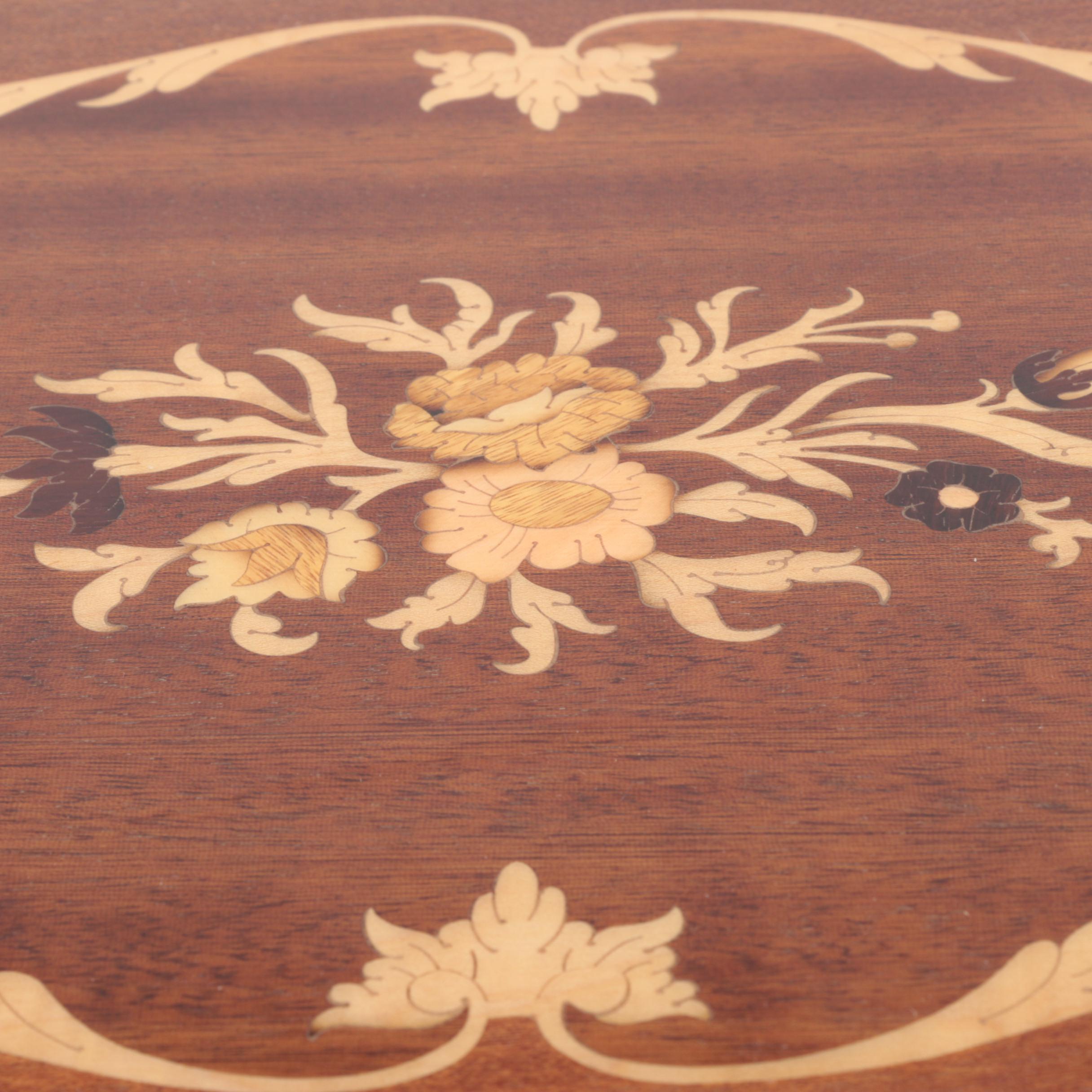 Floral Inlaid Music Box On Legs