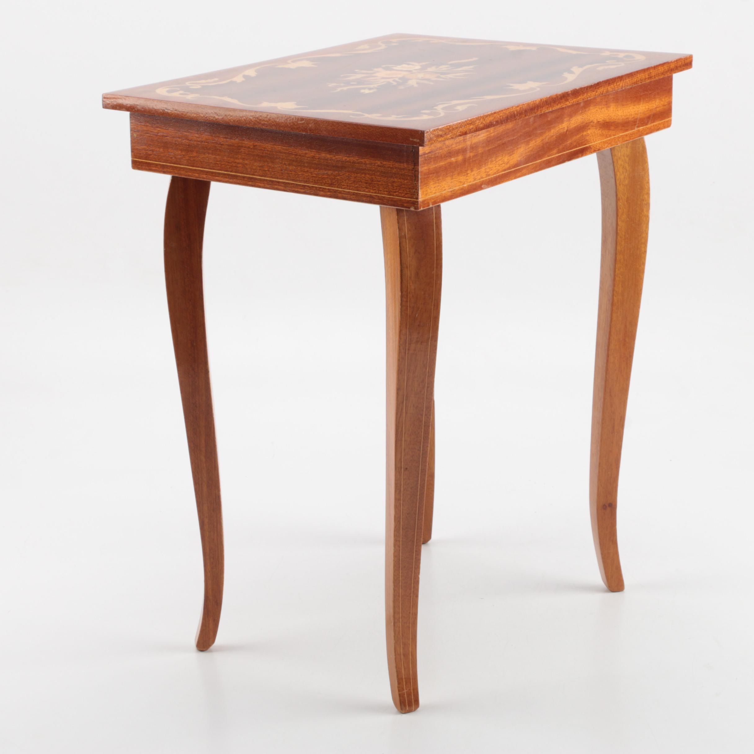 Floral Inlaid Music Box On Legs