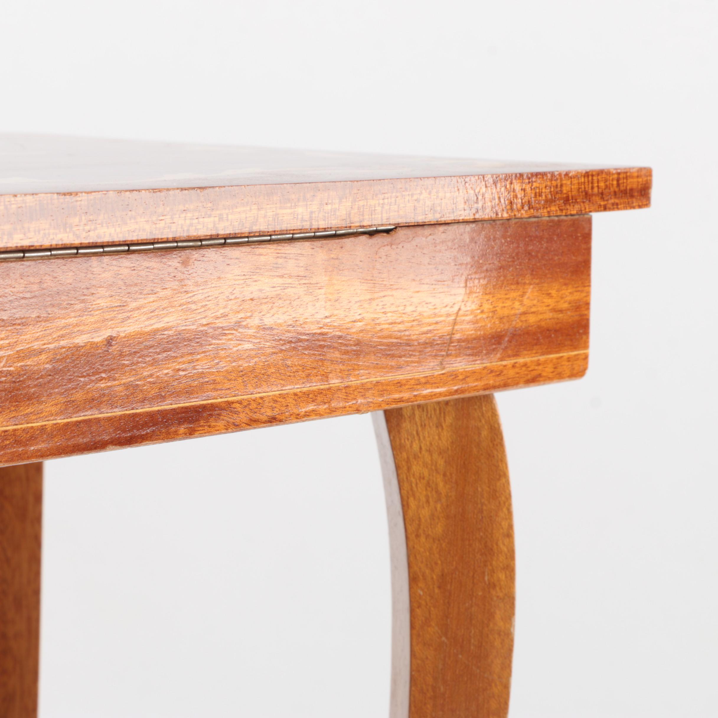 Floral Inlaid Music Box On Legs