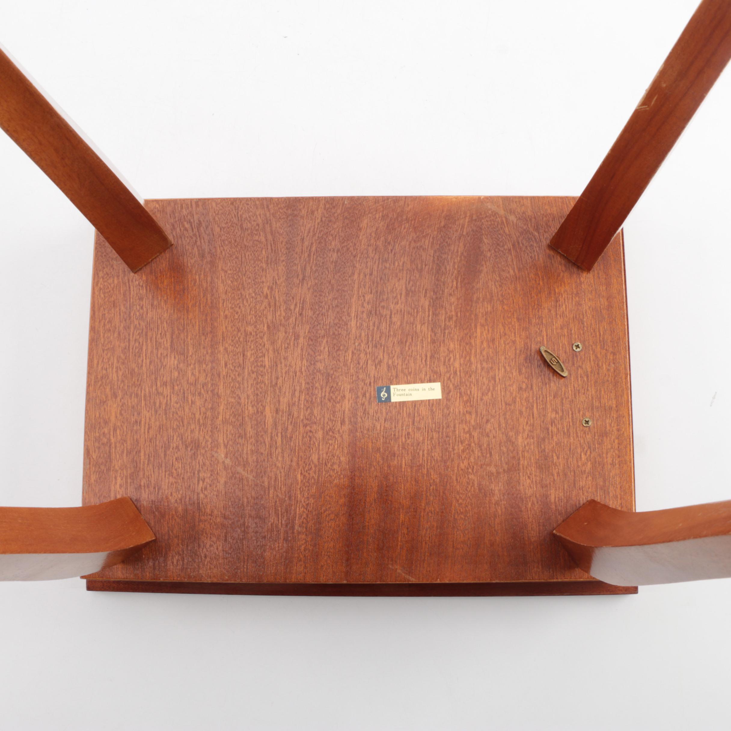 Floral Inlaid Music Box On Legs