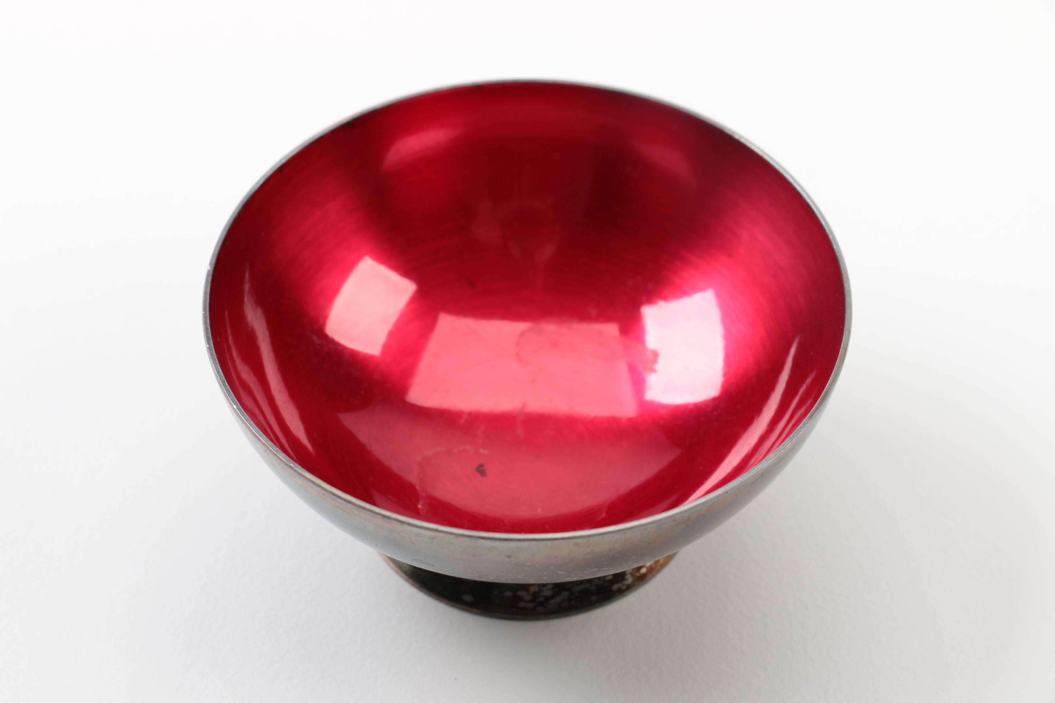 Meka Reklamegaver Silver Plate and Enamel Salt Cellars