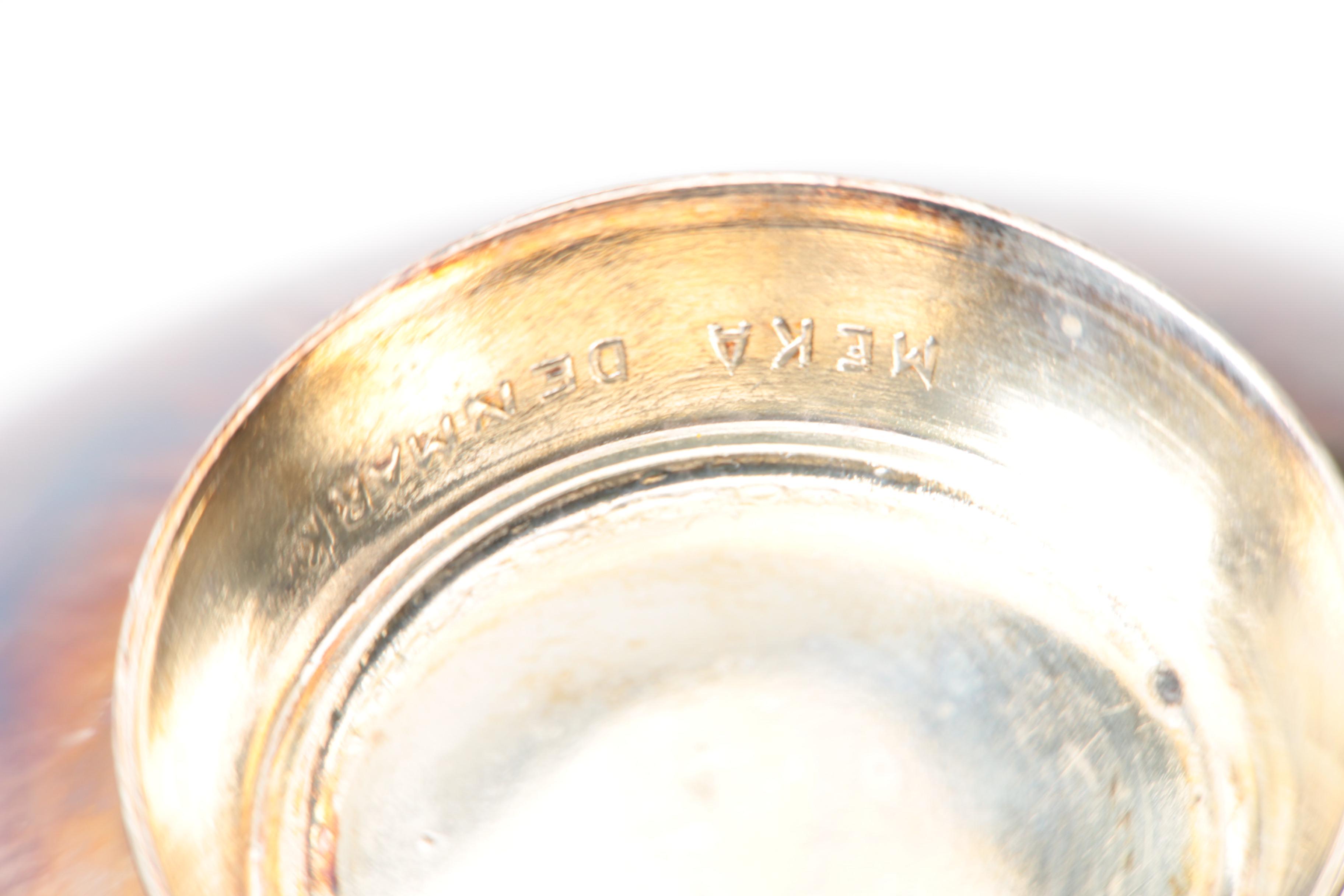 Meka Reklamegaver Silver Plate and Enamel Salt Cellars