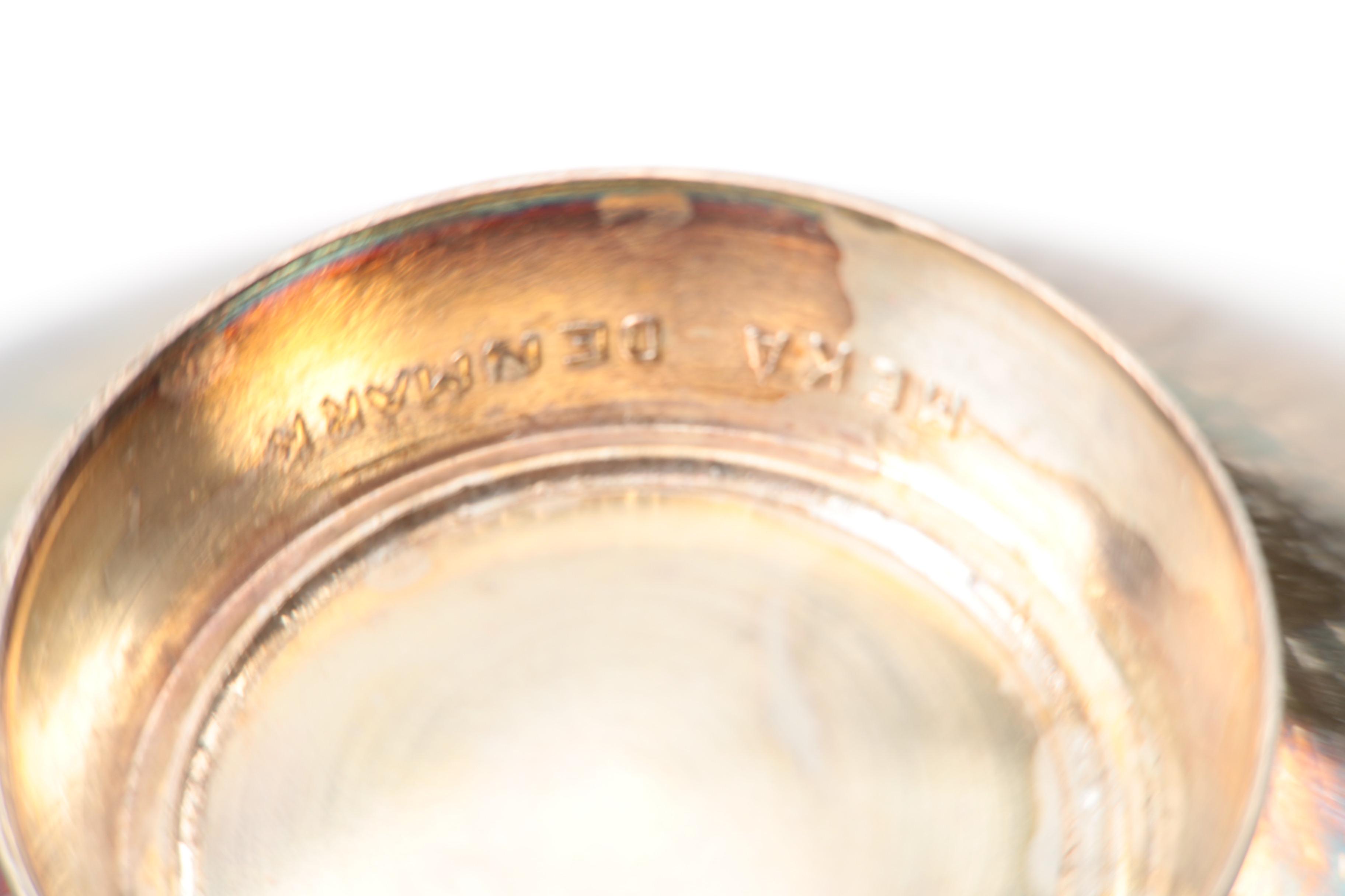 Meka Reklamegaver Silver Plate and Enamel Salt Cellars