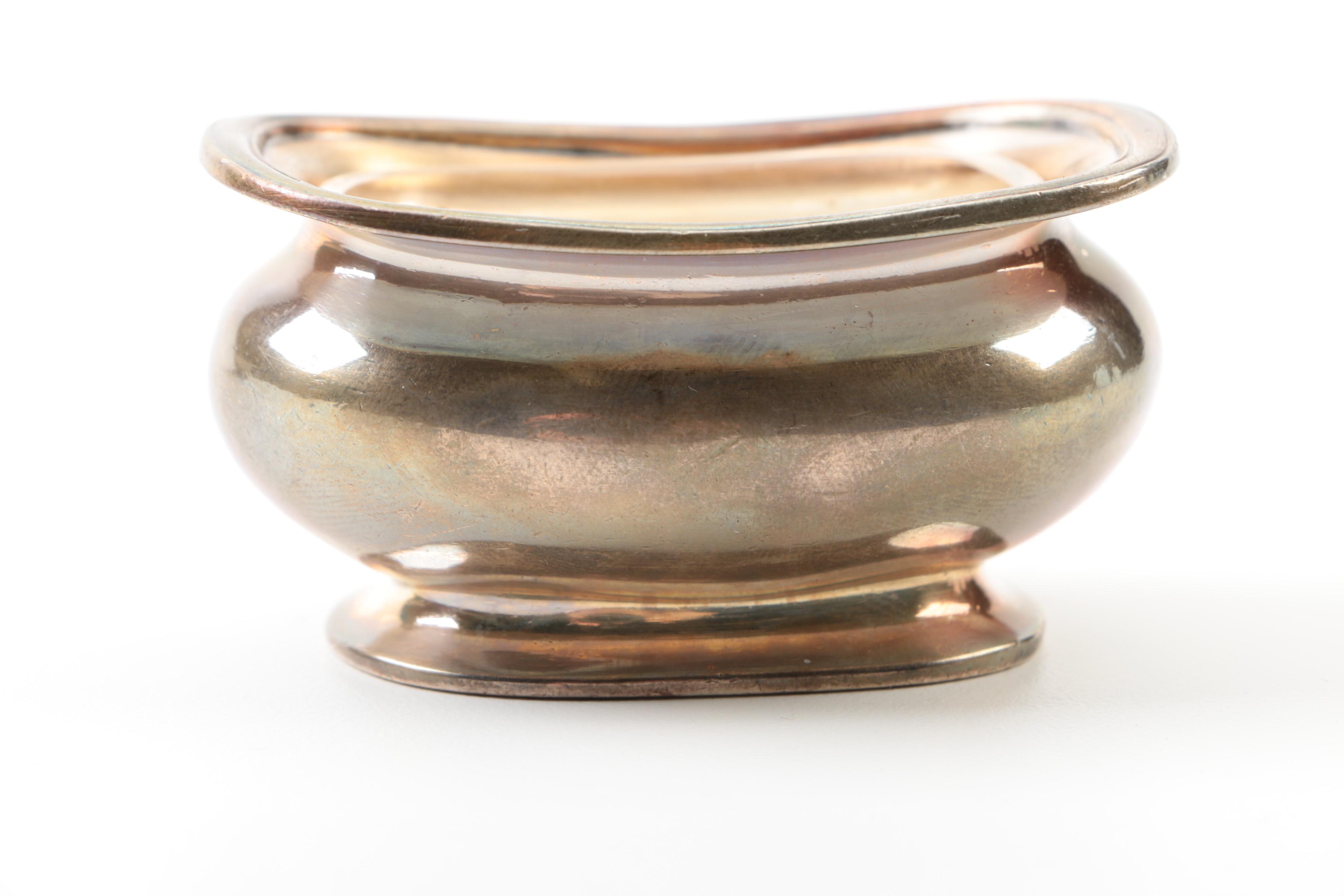 English Silver Plate Salt Cellars with Glass Liners