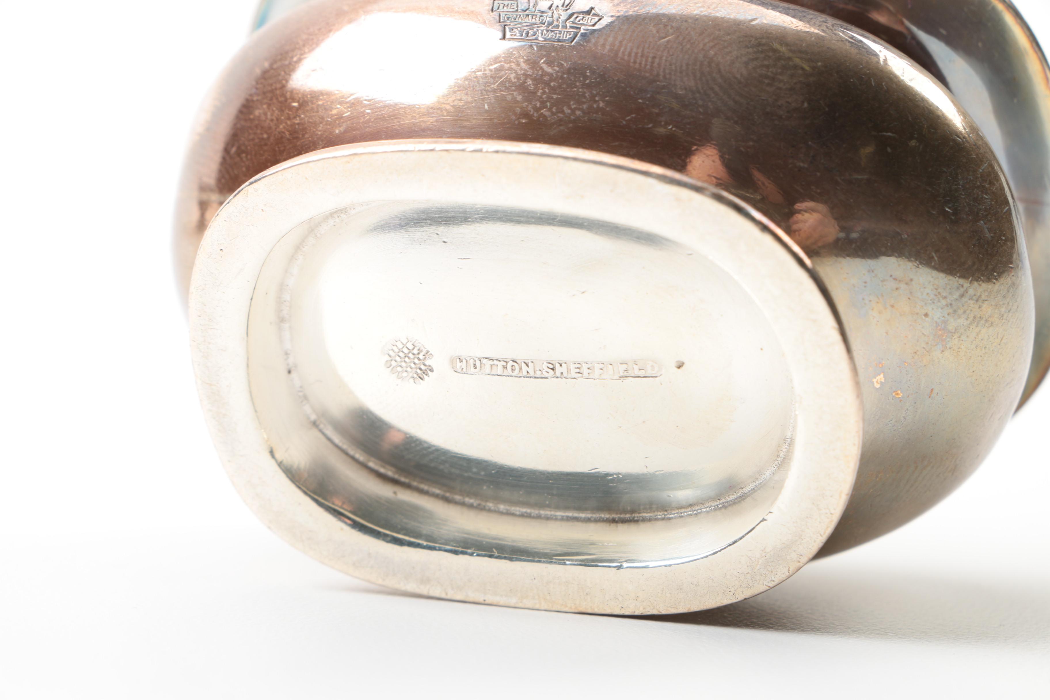 English Silver Plate Salt Cellars with Glass Liners