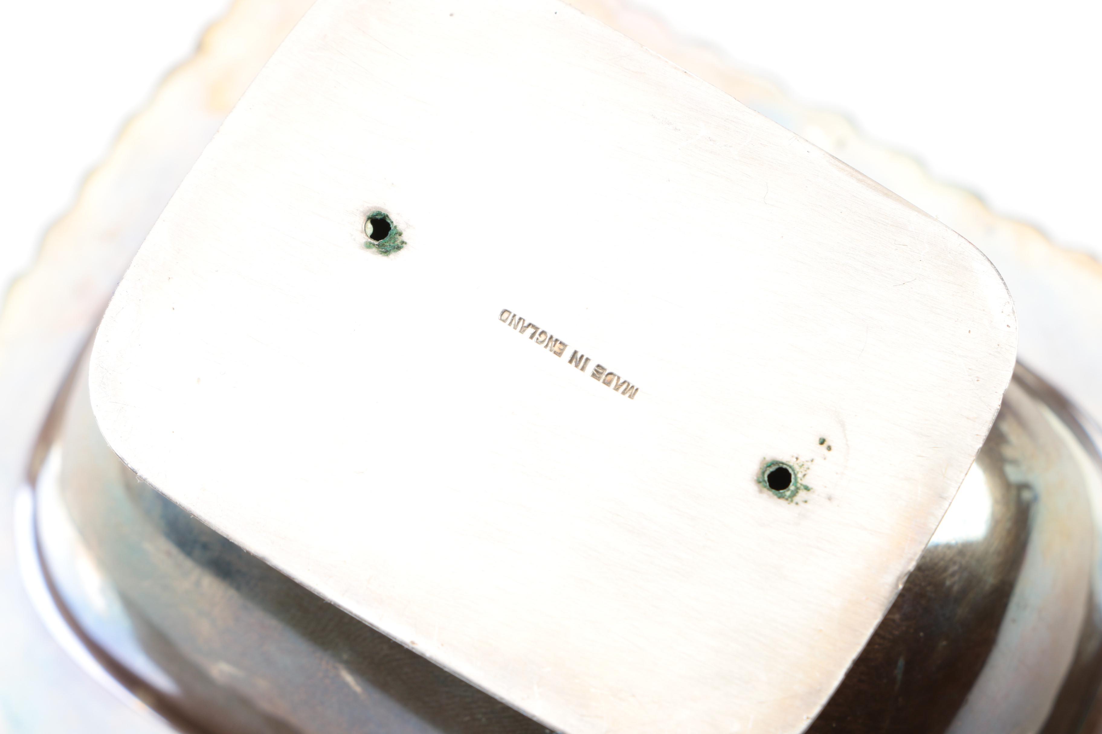 English Silver Plate Salt Cellars with Glass Liners