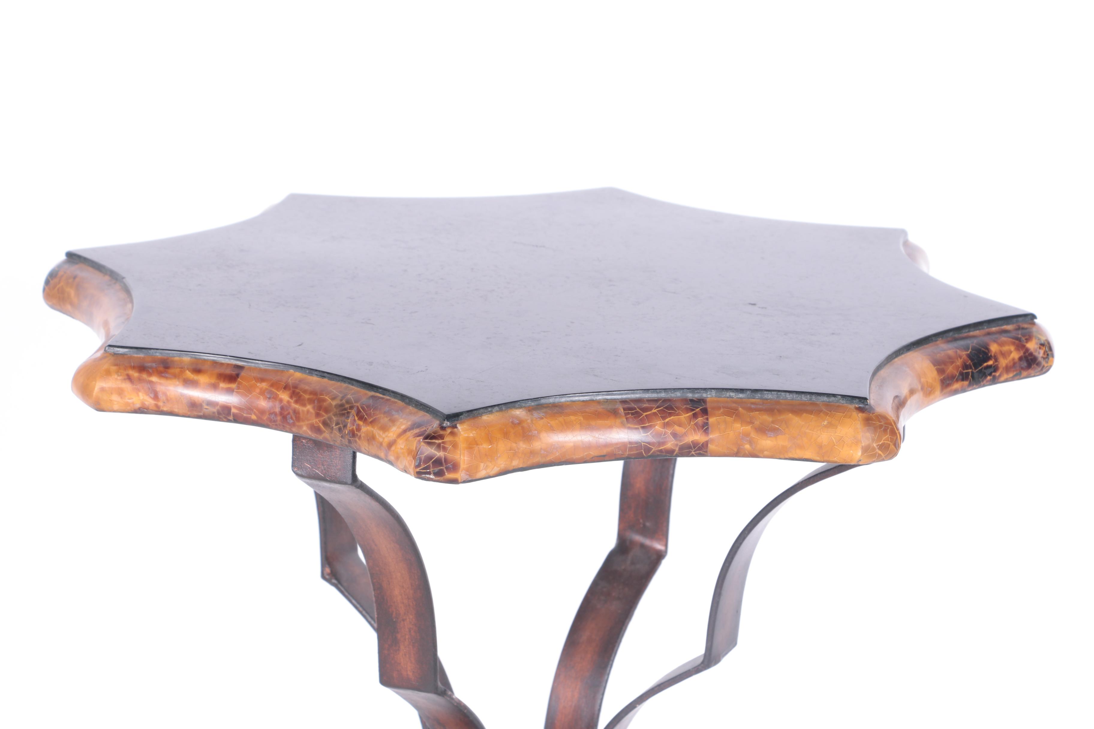 Faux Stone Metal Side Table