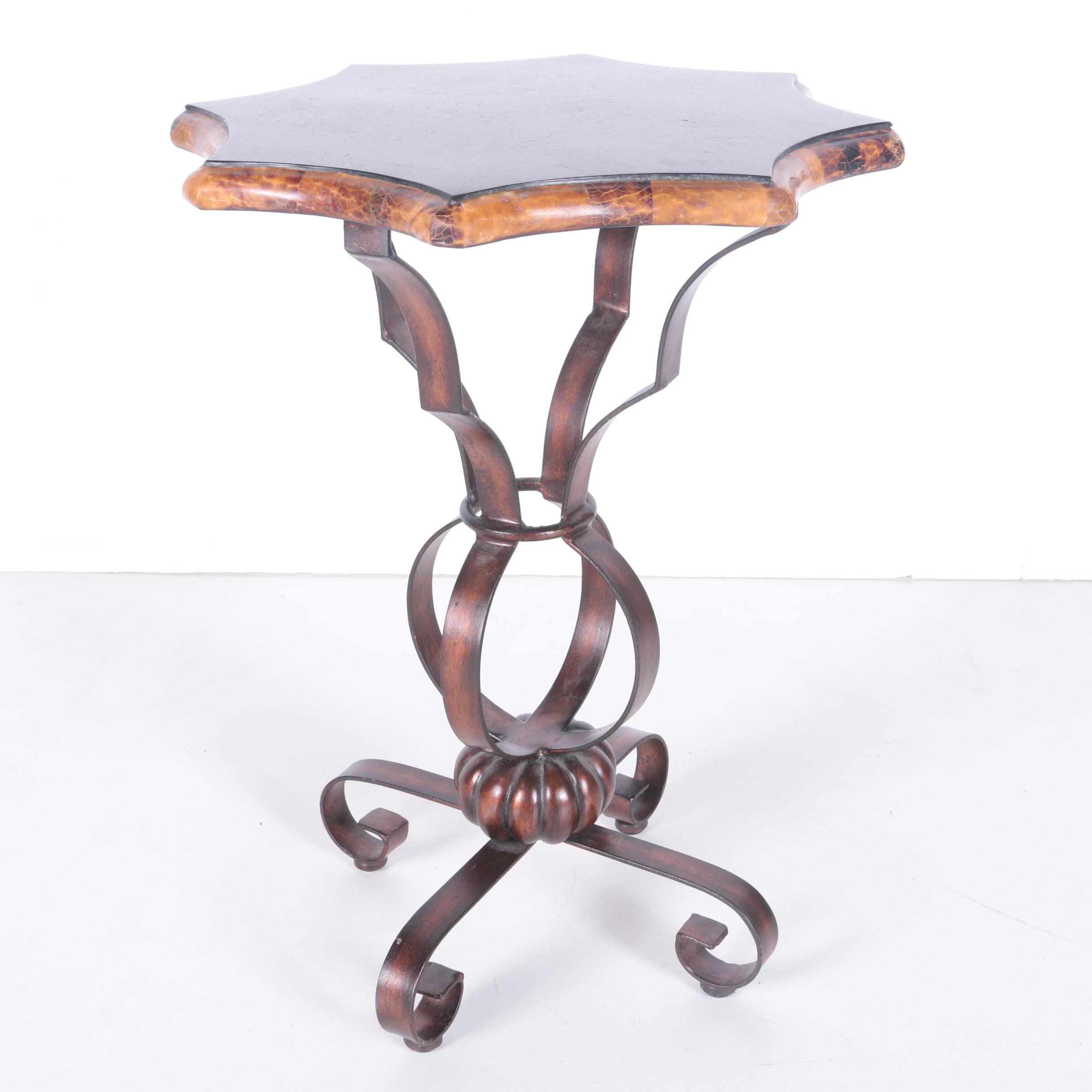 Faux Stone Metal Side Table