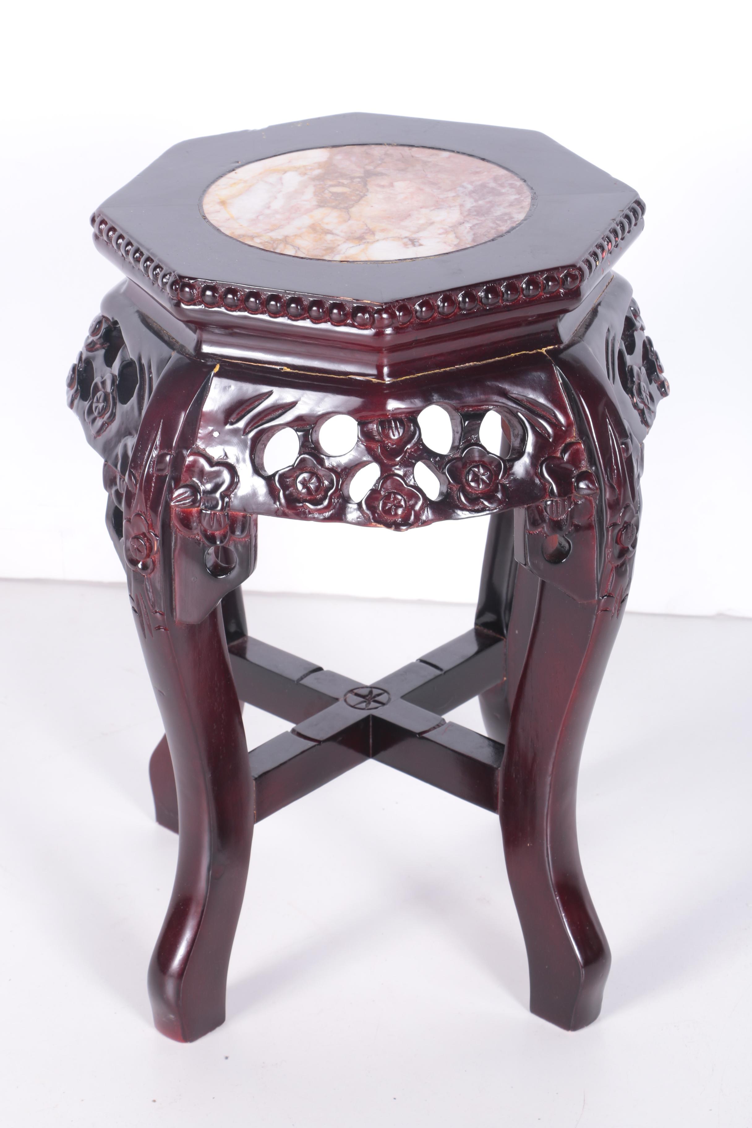 Two Chinese Marble Top Stands