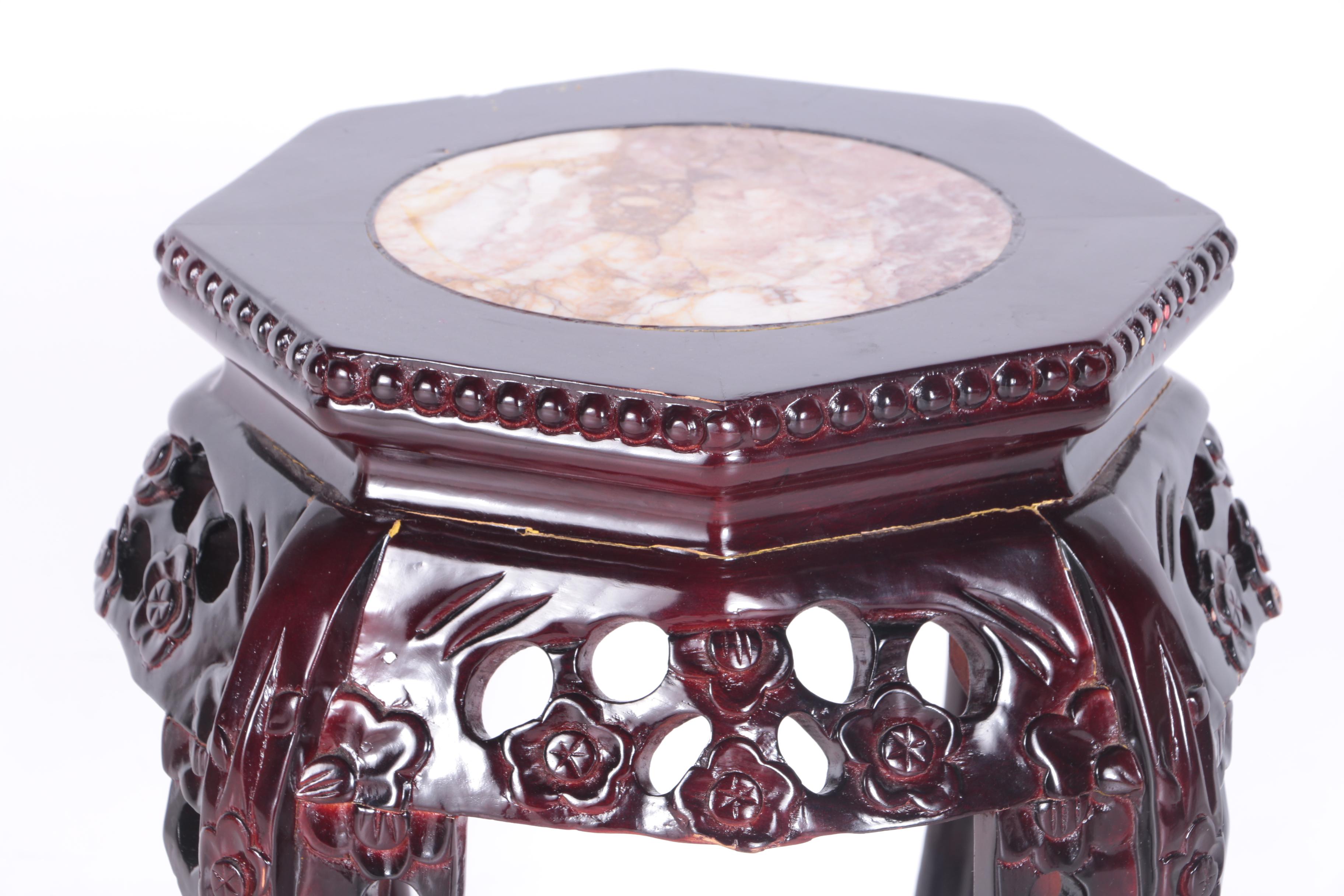 Two Chinese Marble Top Stands