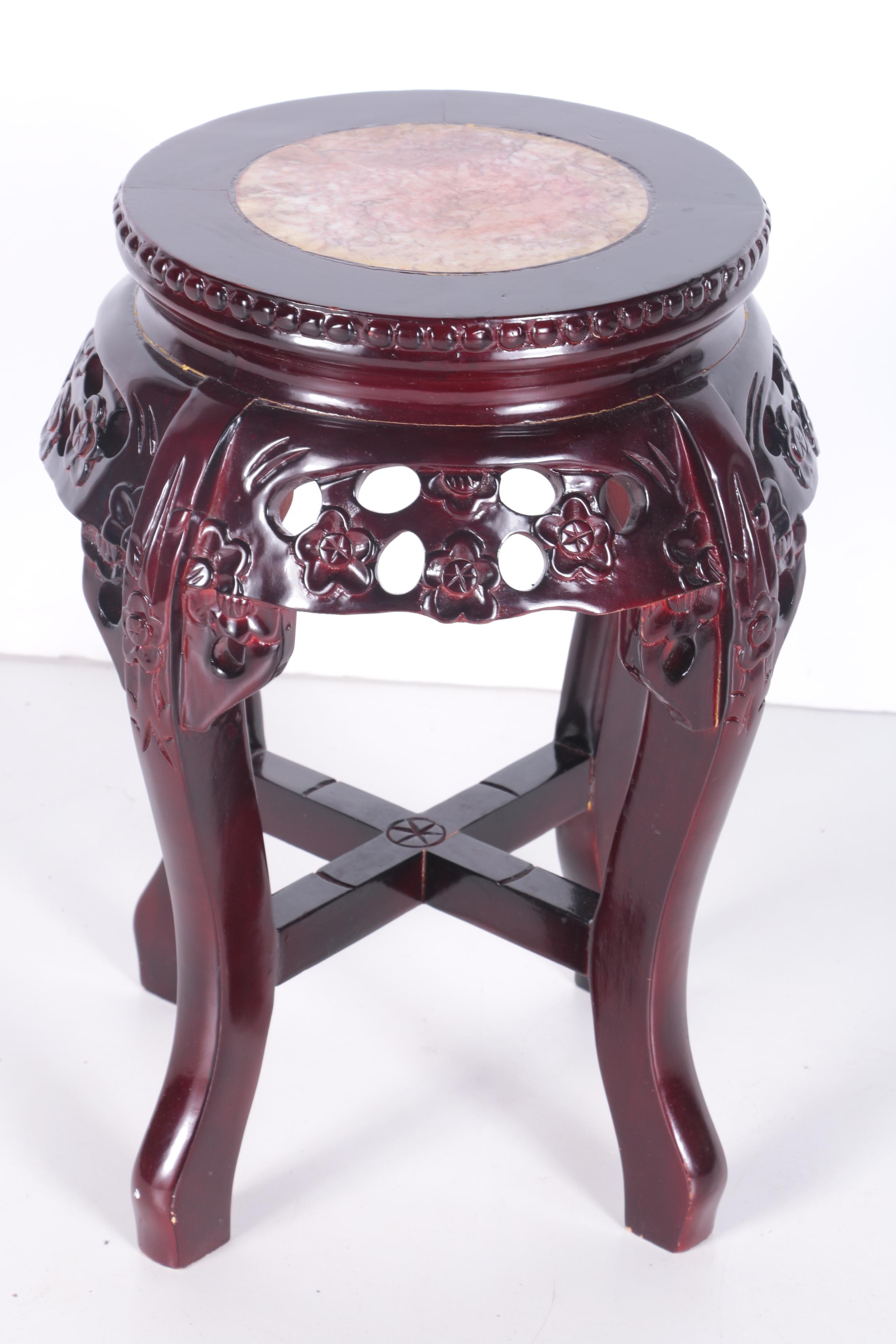 Two Chinese Marble Top Stands