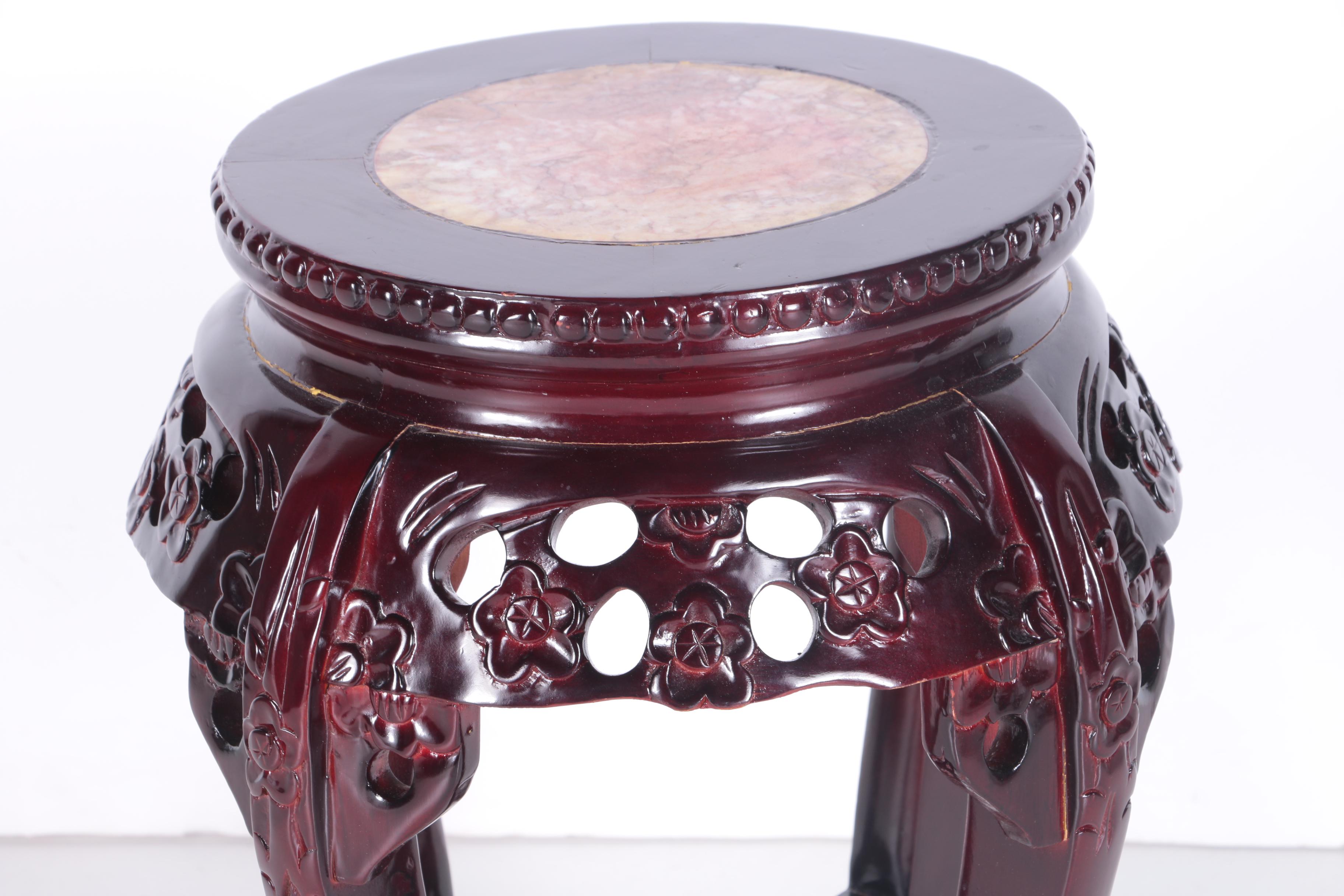 Two Chinese Marble Top Stands