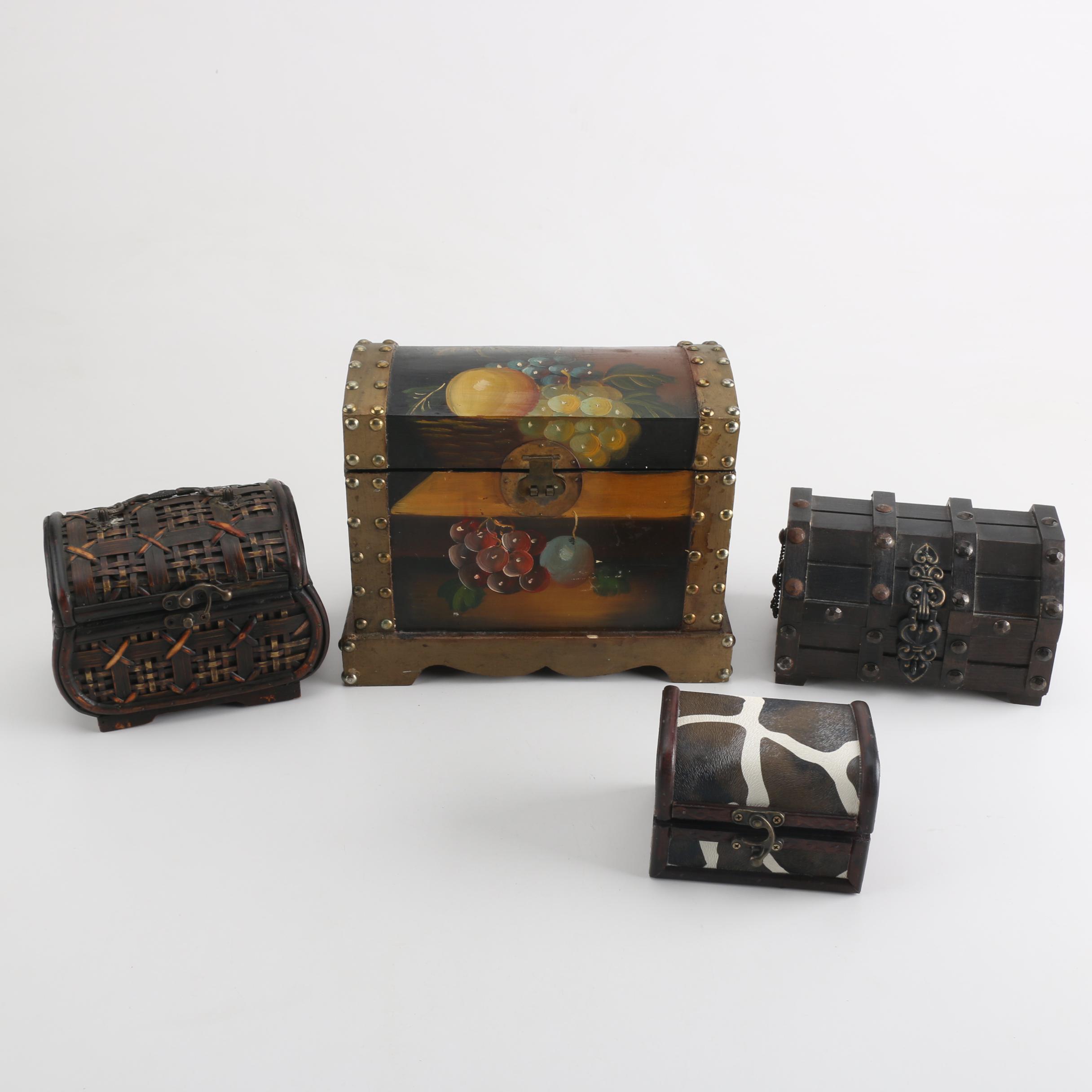 Four Decorative Hinged Boxes