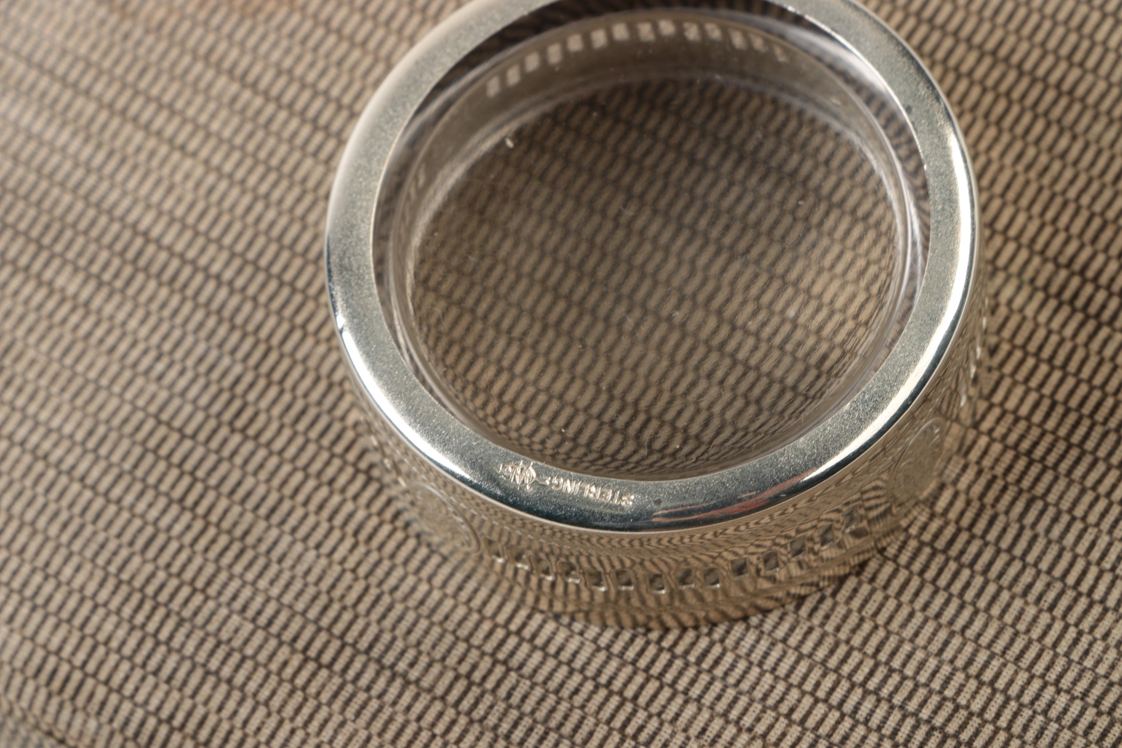 Webster Company Sterling Silver Salt Cellar and Spoon Set with Glass Inserts