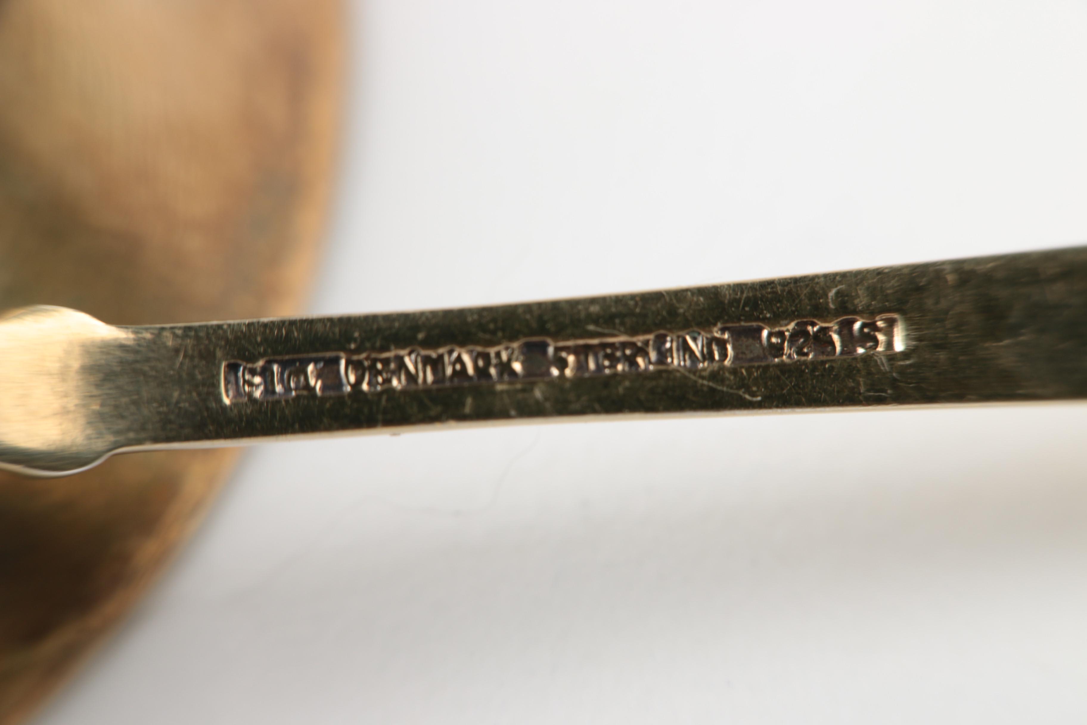 David-Andersen Gold Washed Enameled Sterling Salt Cellar and Sterling Salt Spoon