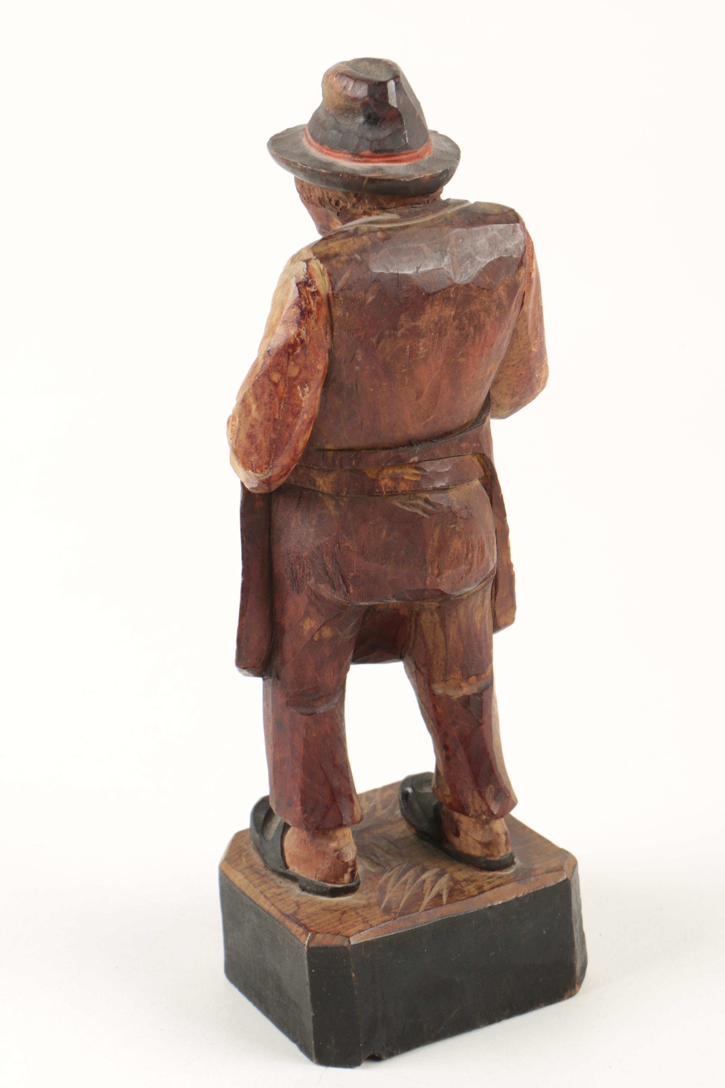 Two Vintage Carved and Painted Wood European Folk Style Figurines