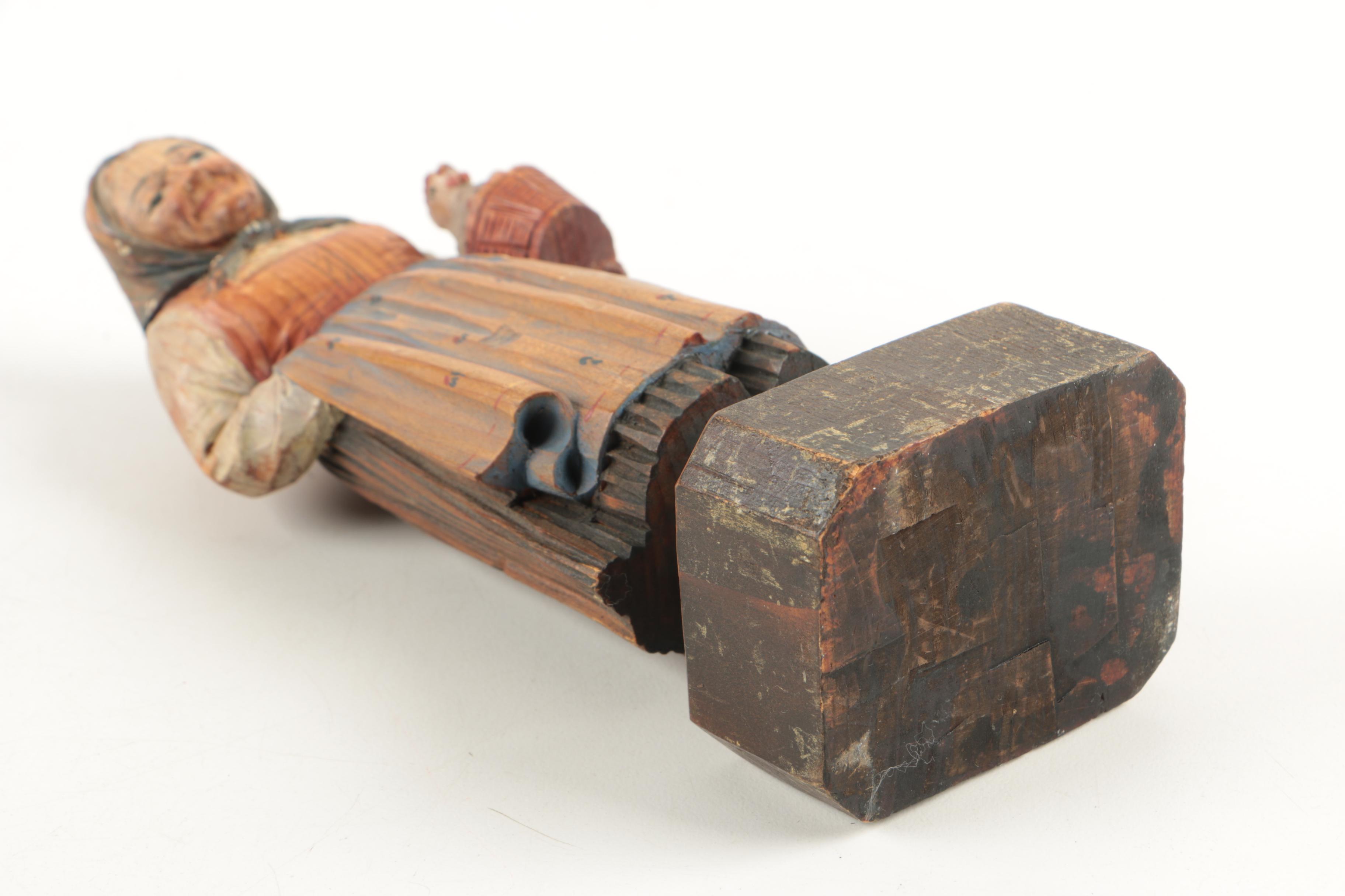 Two Vintage Carved and Painted Wood European Folk Style Figurines