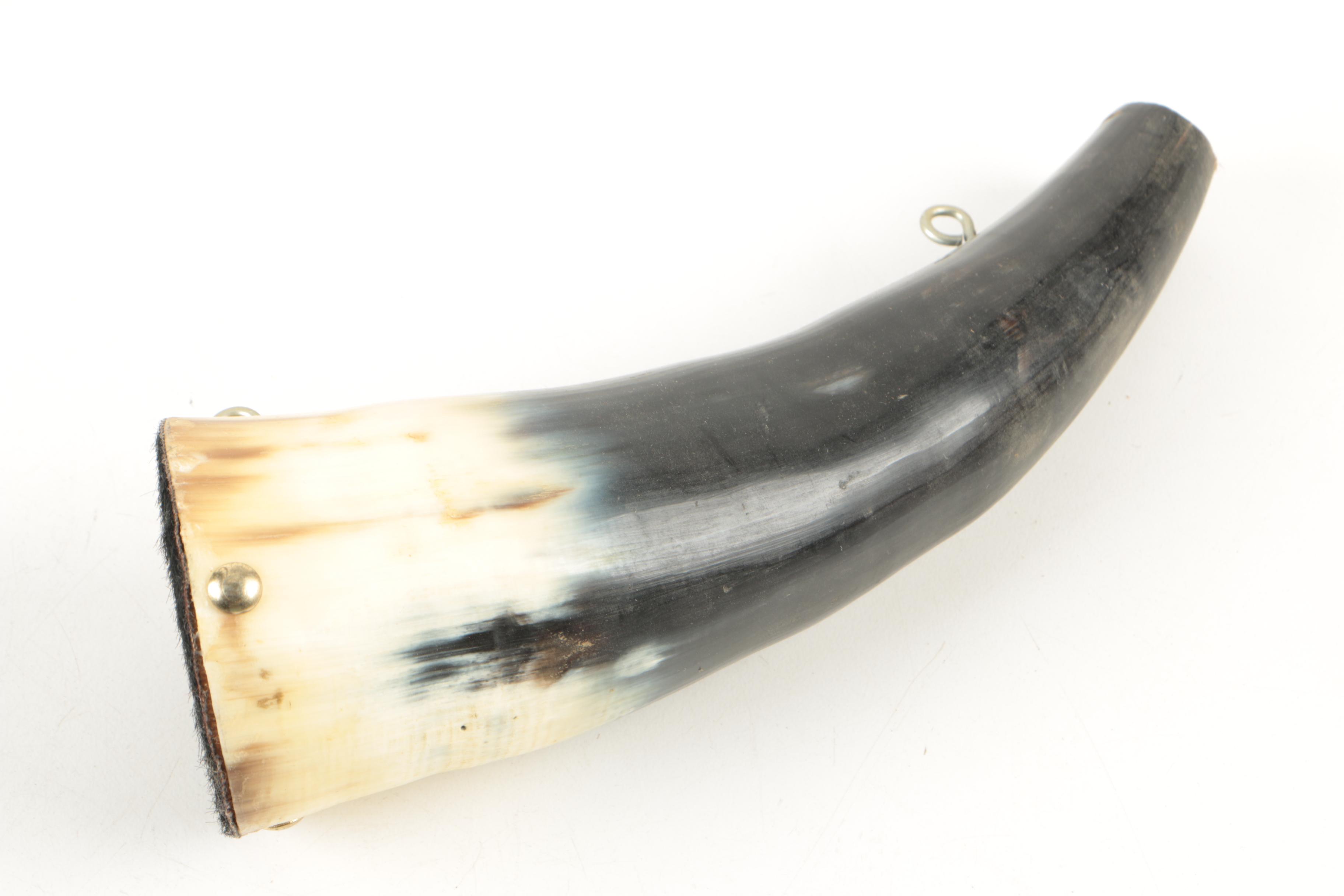 Miniature Tooled Leather Western Saddle, Rowel Spurs and Decorative Powder Horn