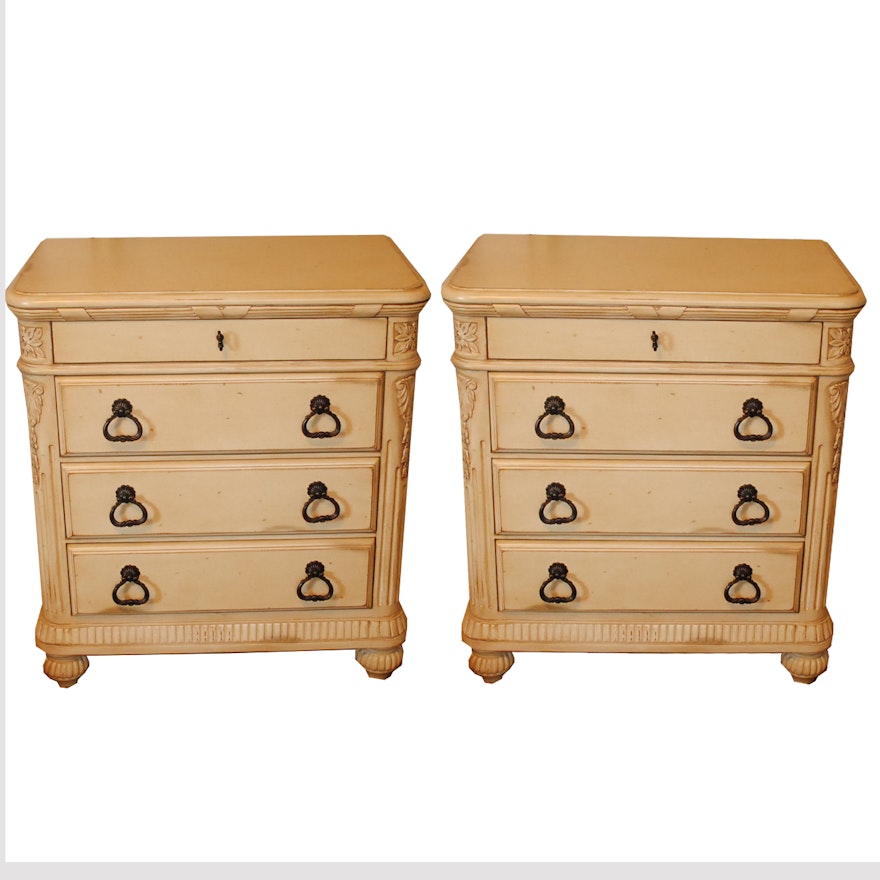 Pair of Ivory Distressed Wood Side Tables from Laura Ashley