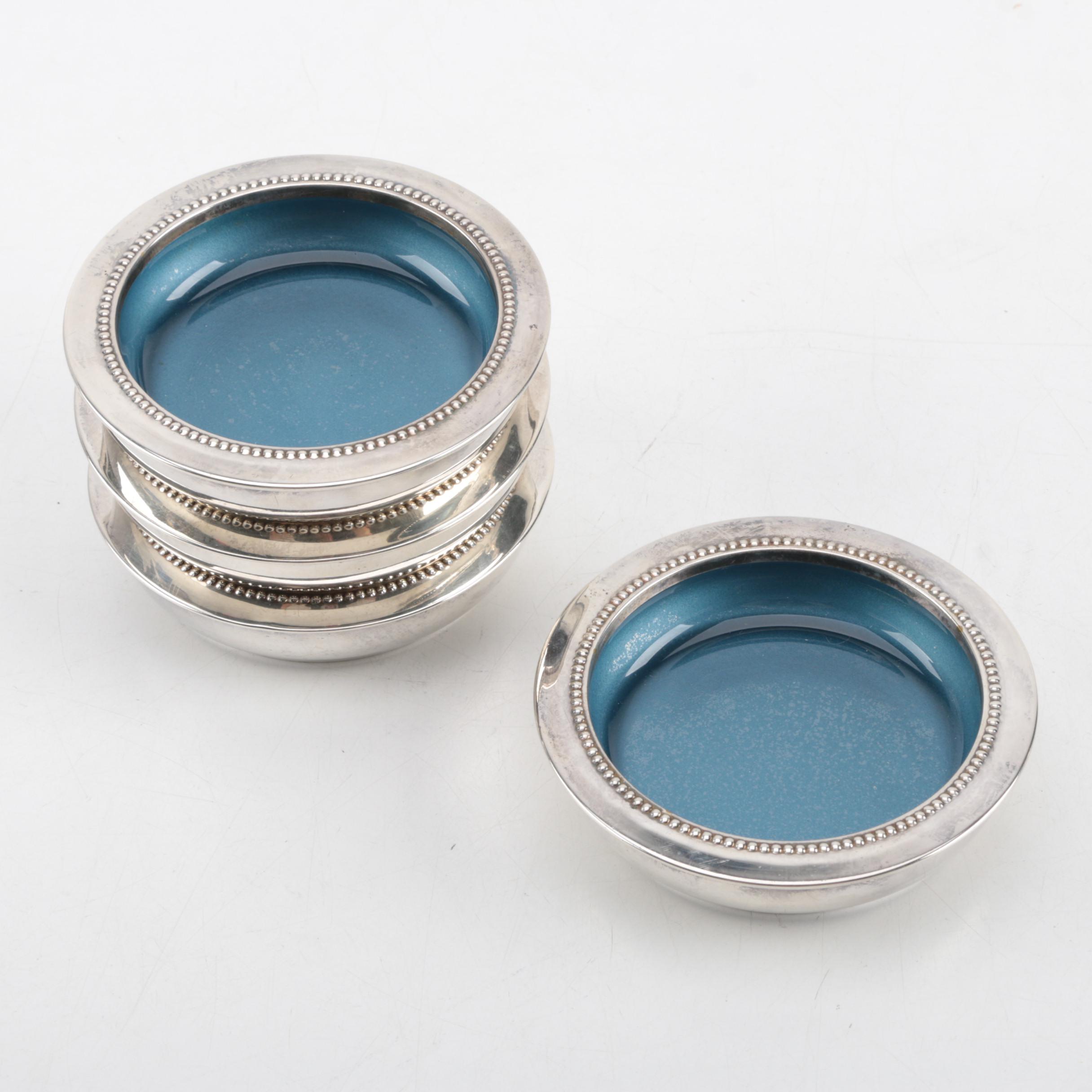 W. & S. Blackinton Silver Plate and Enamel Coasters and Silver Plate Shaker