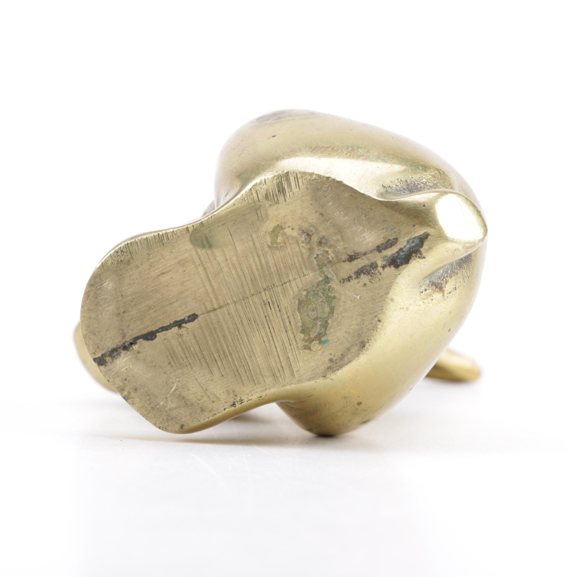 Vintage Brass Figurines Including a Dog and Rabbits