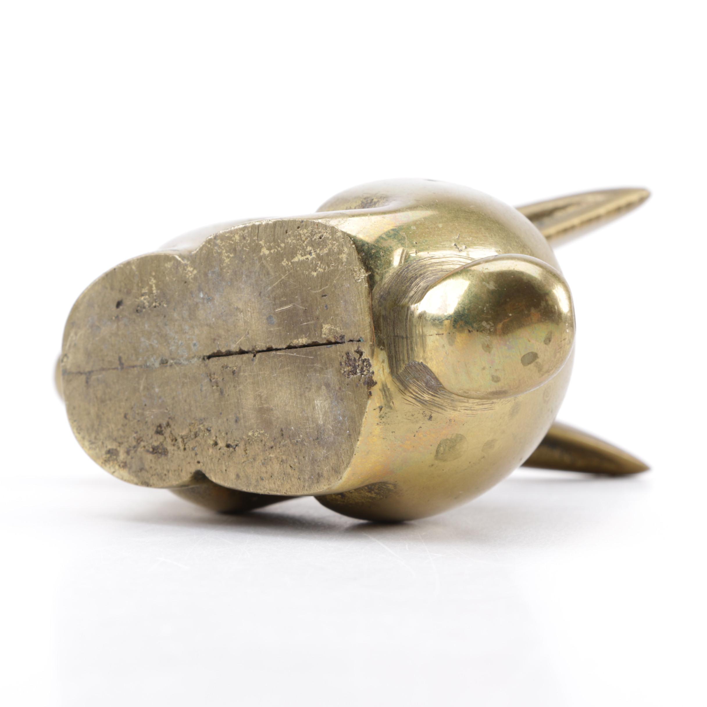 Vintage Brass Figurines Including a Dog and Rabbits