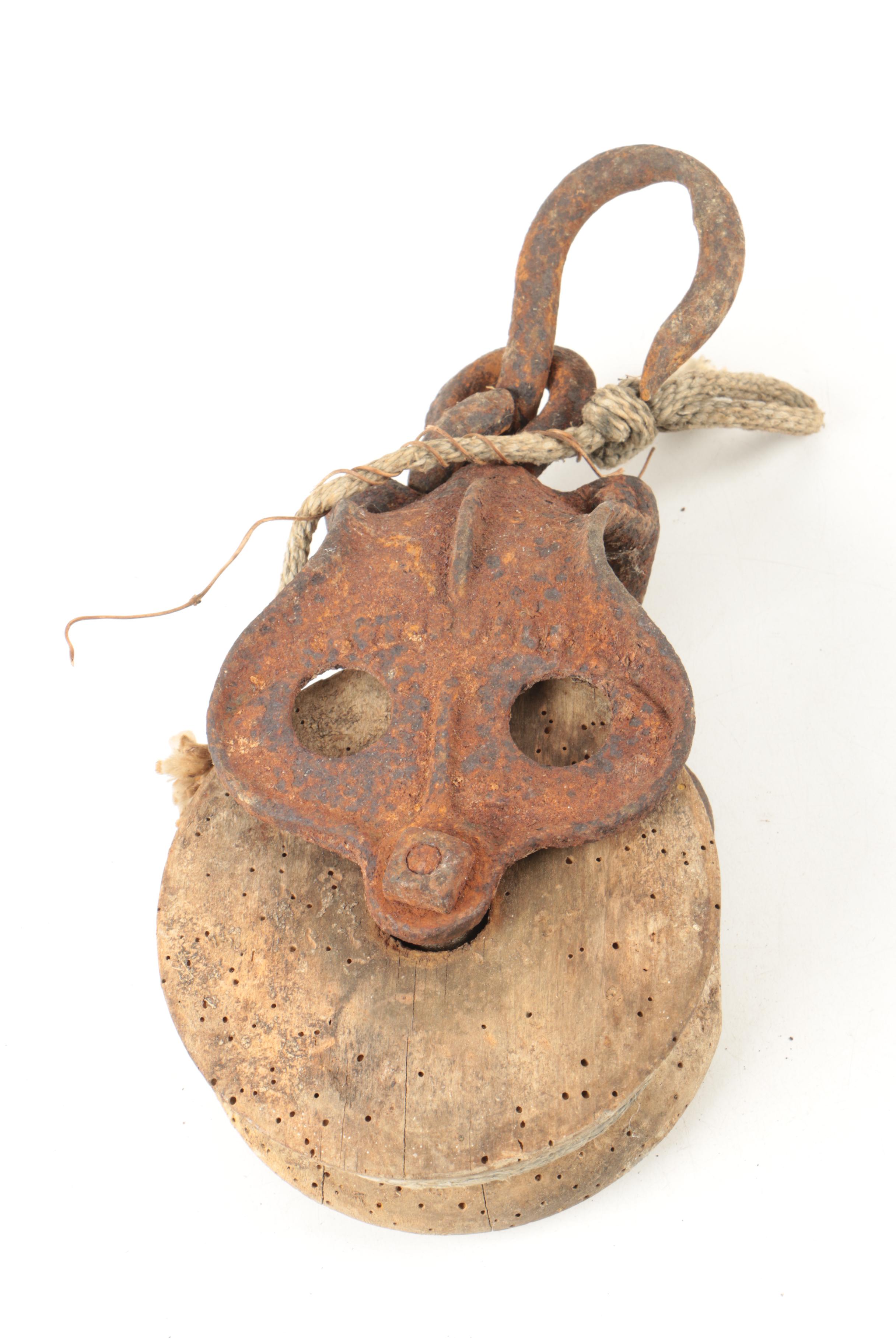 Collection of Six Vintage Pulleys