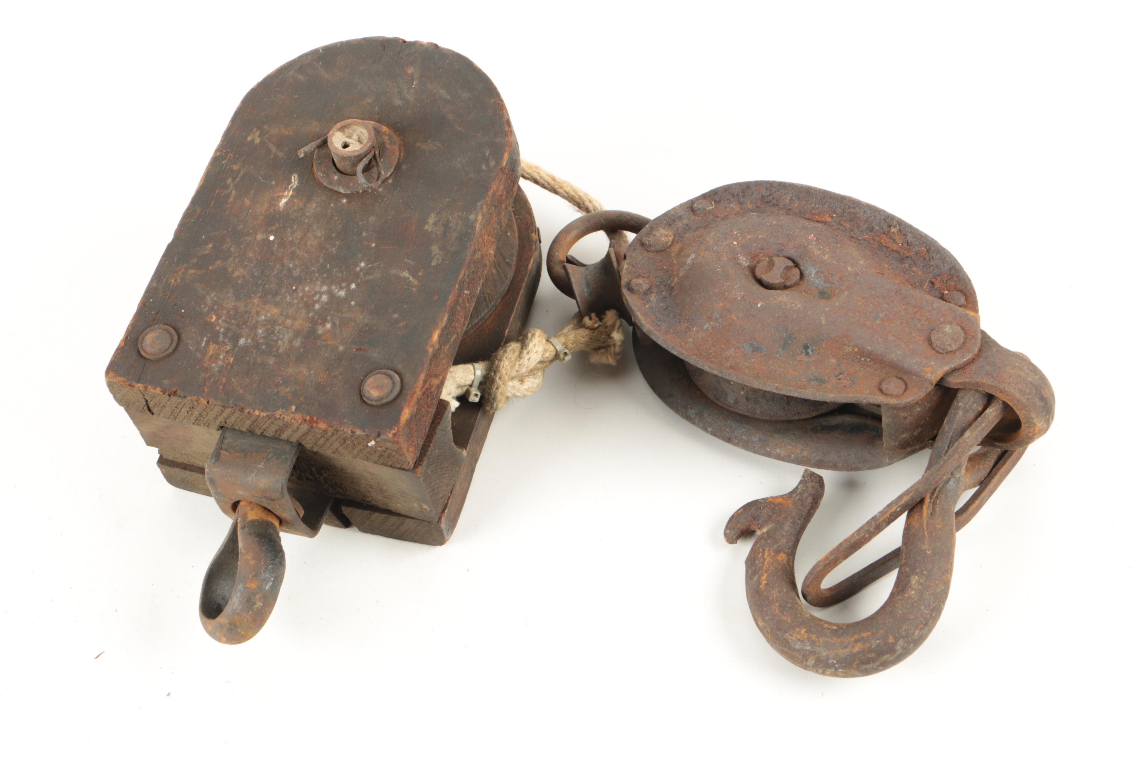 Collection of Six Vintage Pulleys