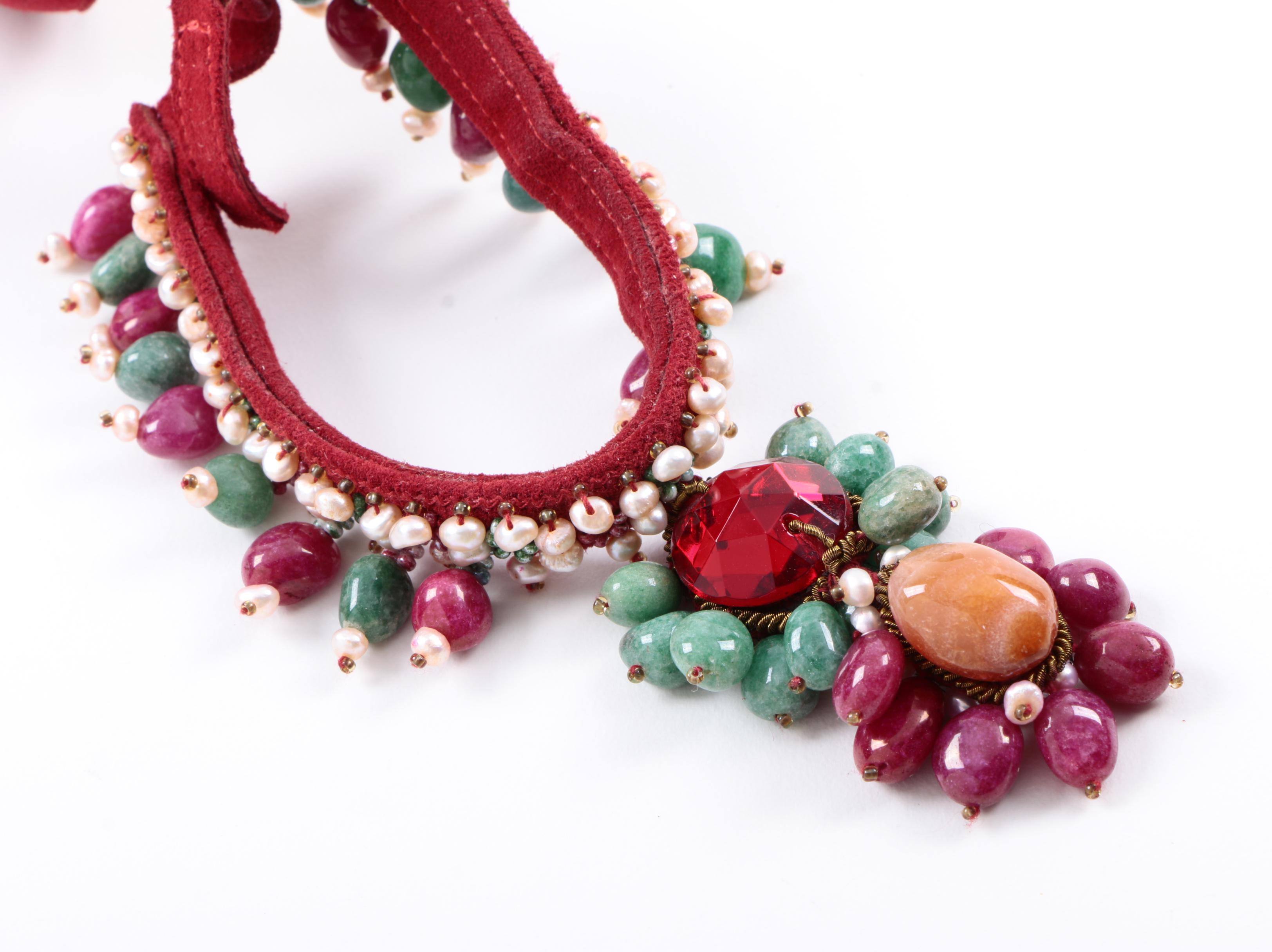 Oscar de la Renta Beaded Suede Stiletto Sandals