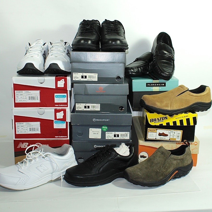 Men's Size 14 Shoes including Florsheim and New Balance