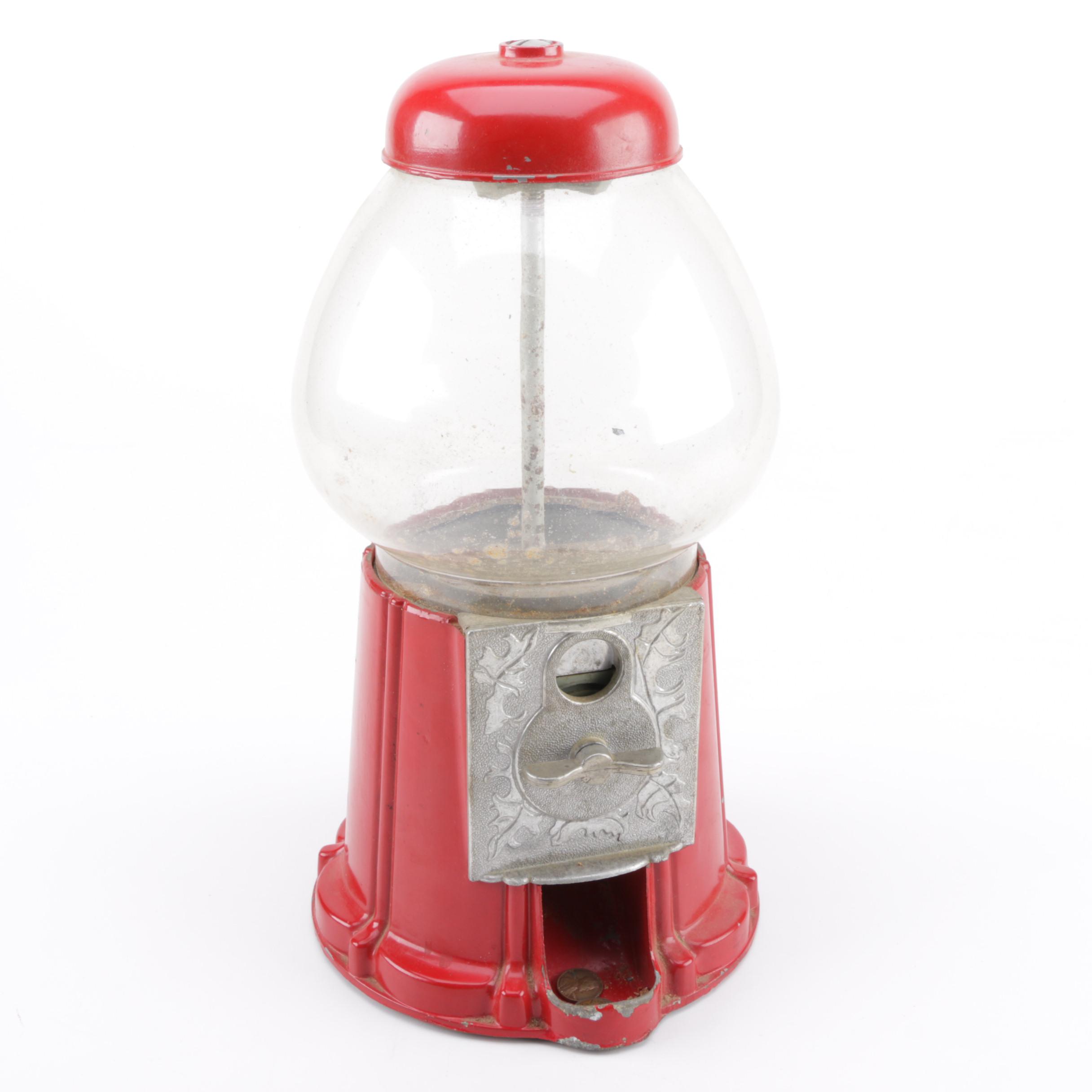 Red Metal Gumball Machine