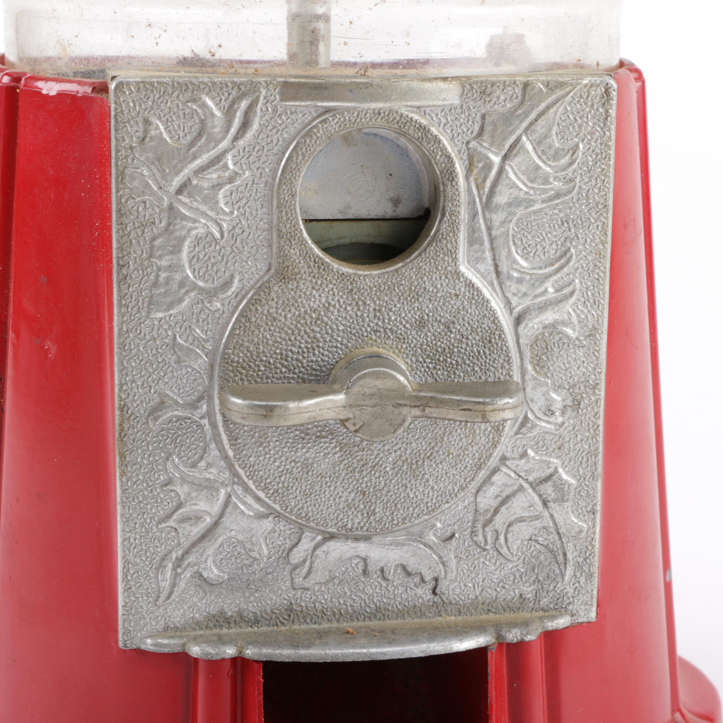 Red Metal Gumball Machine