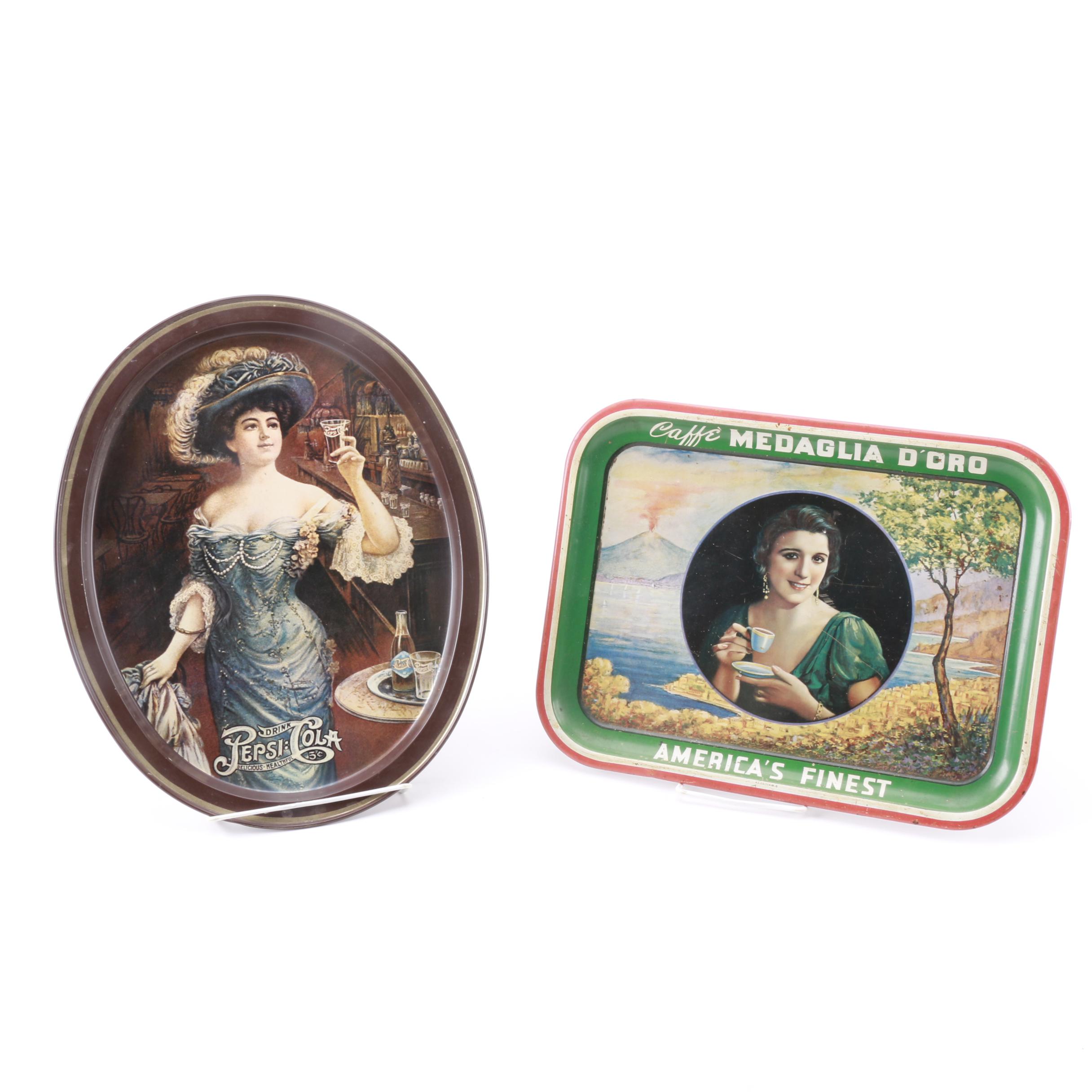 Vintage  Metal Advertising Trays