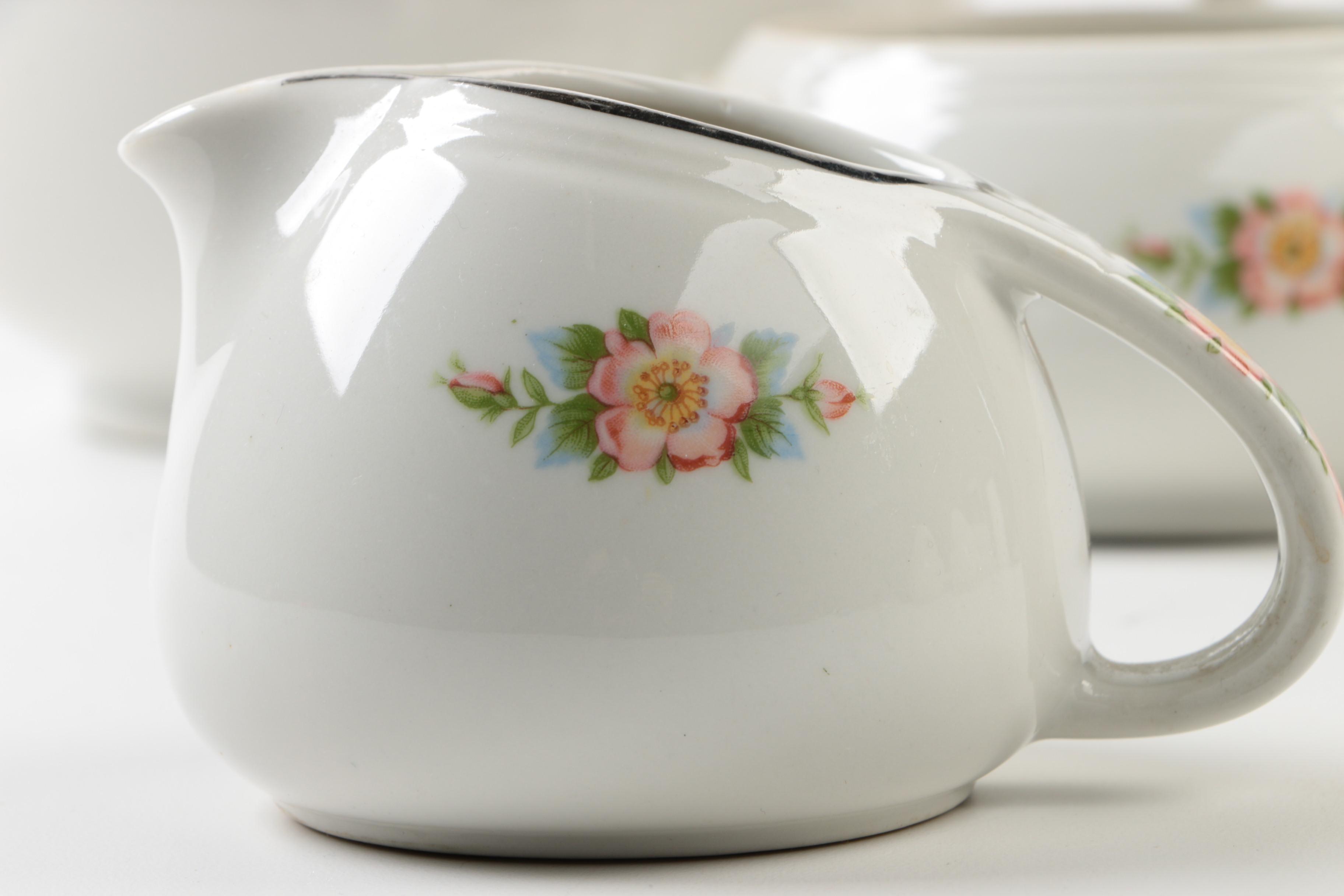 Vintage Hall "Rose White" Porcelain Tableware