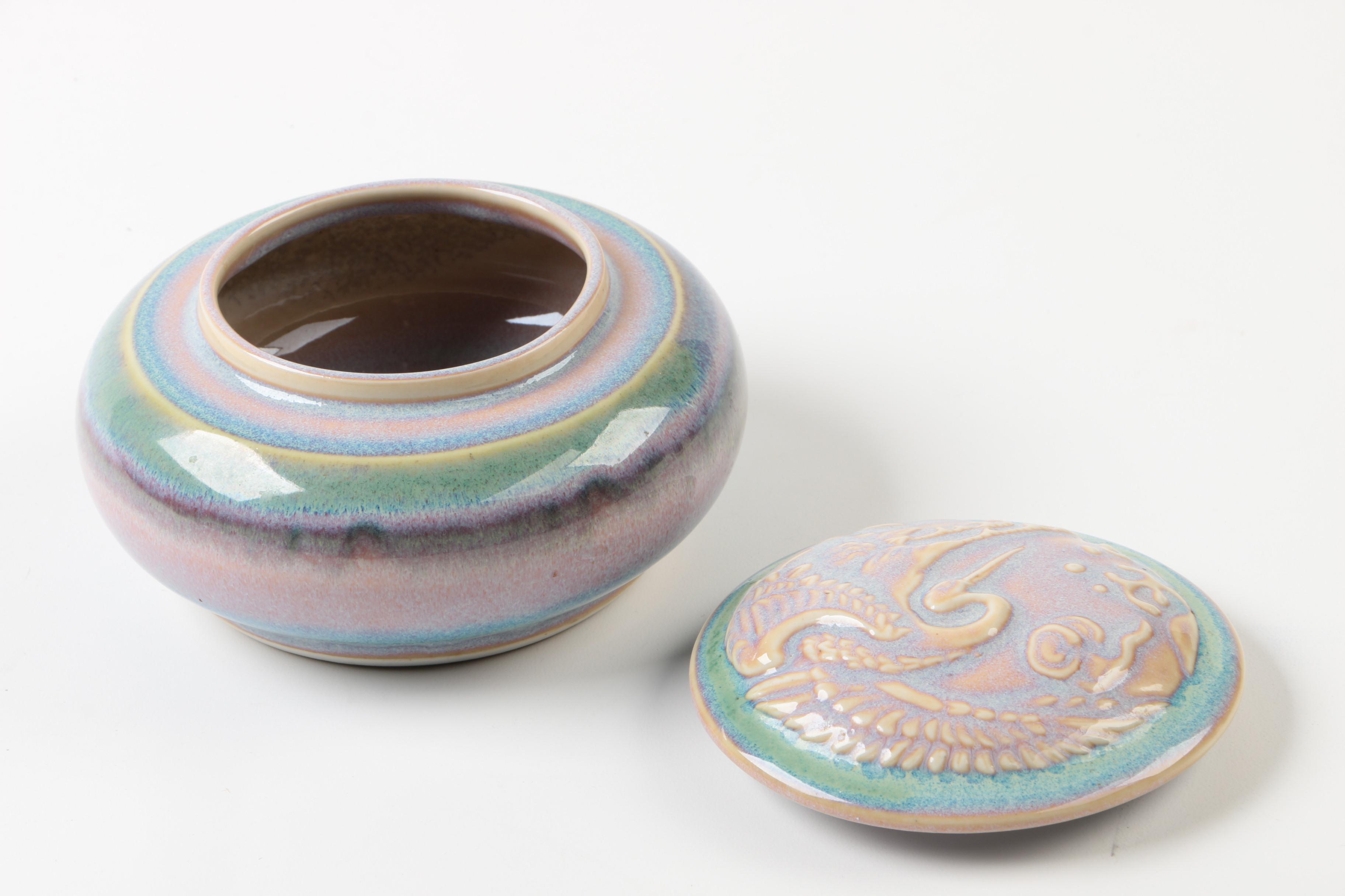 Thrown Pastel Glazed Ceramic Container