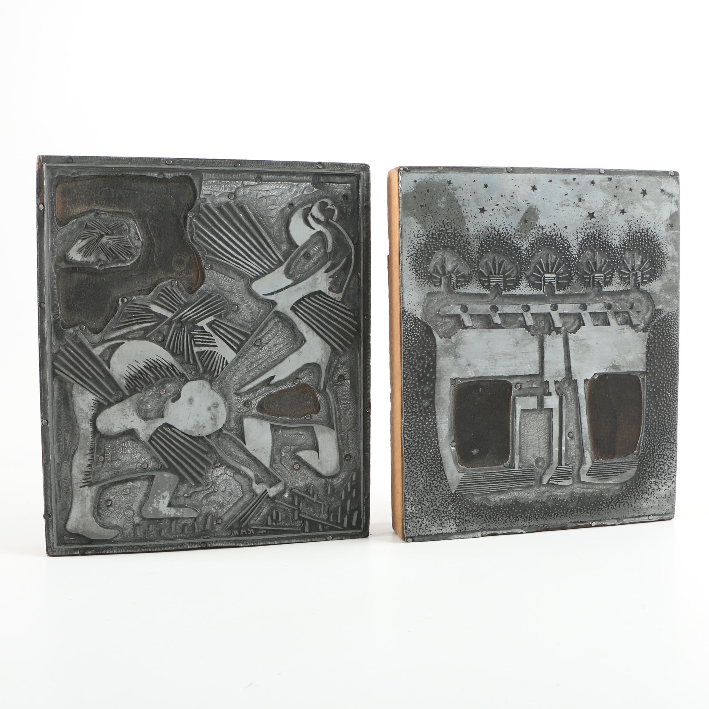 Vintage Relief Printing Plates After Kenneth Miller Adams