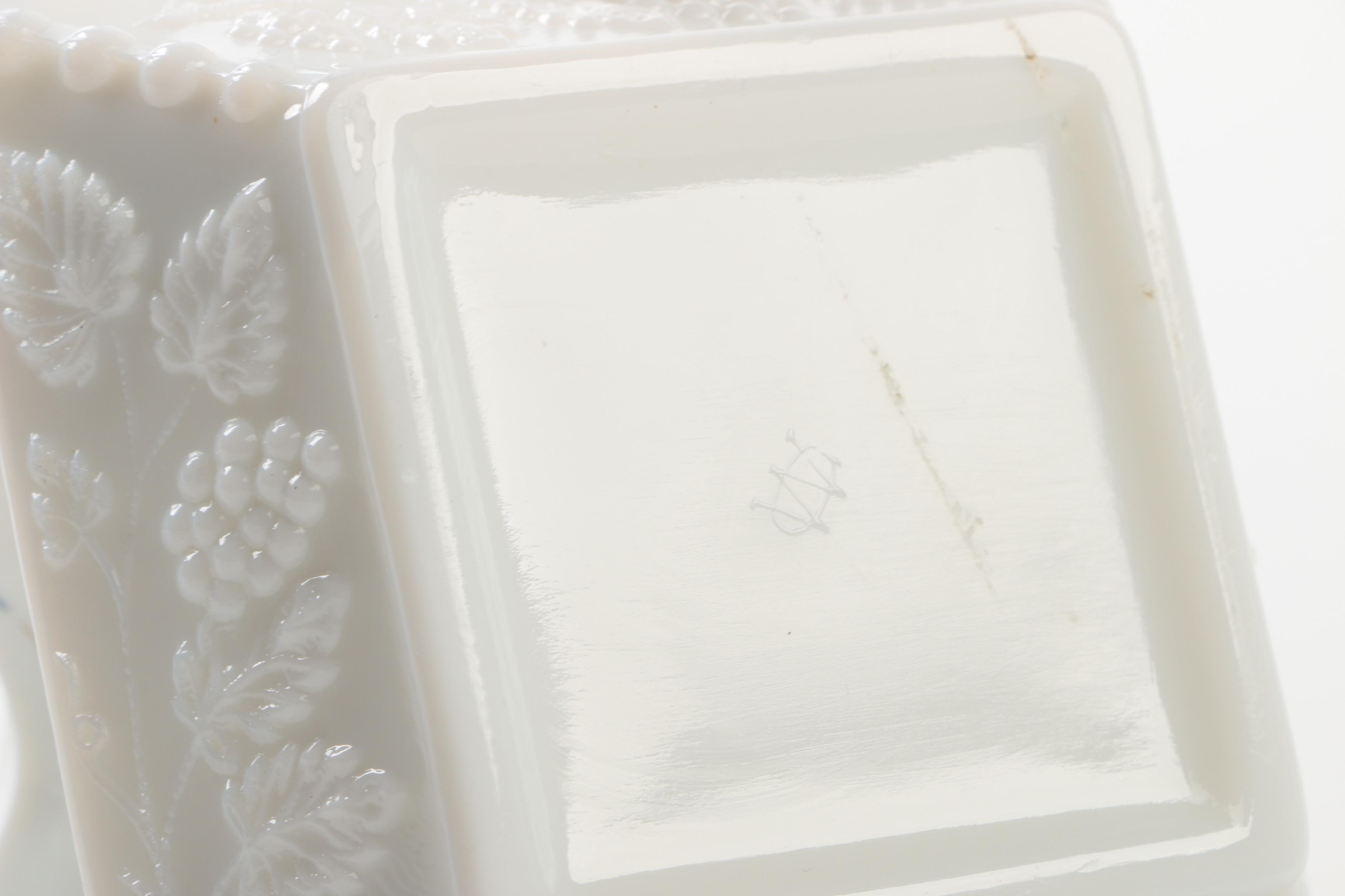 Westmoreland Hand Painted _Roses & Bows_ Milk Glass Decor