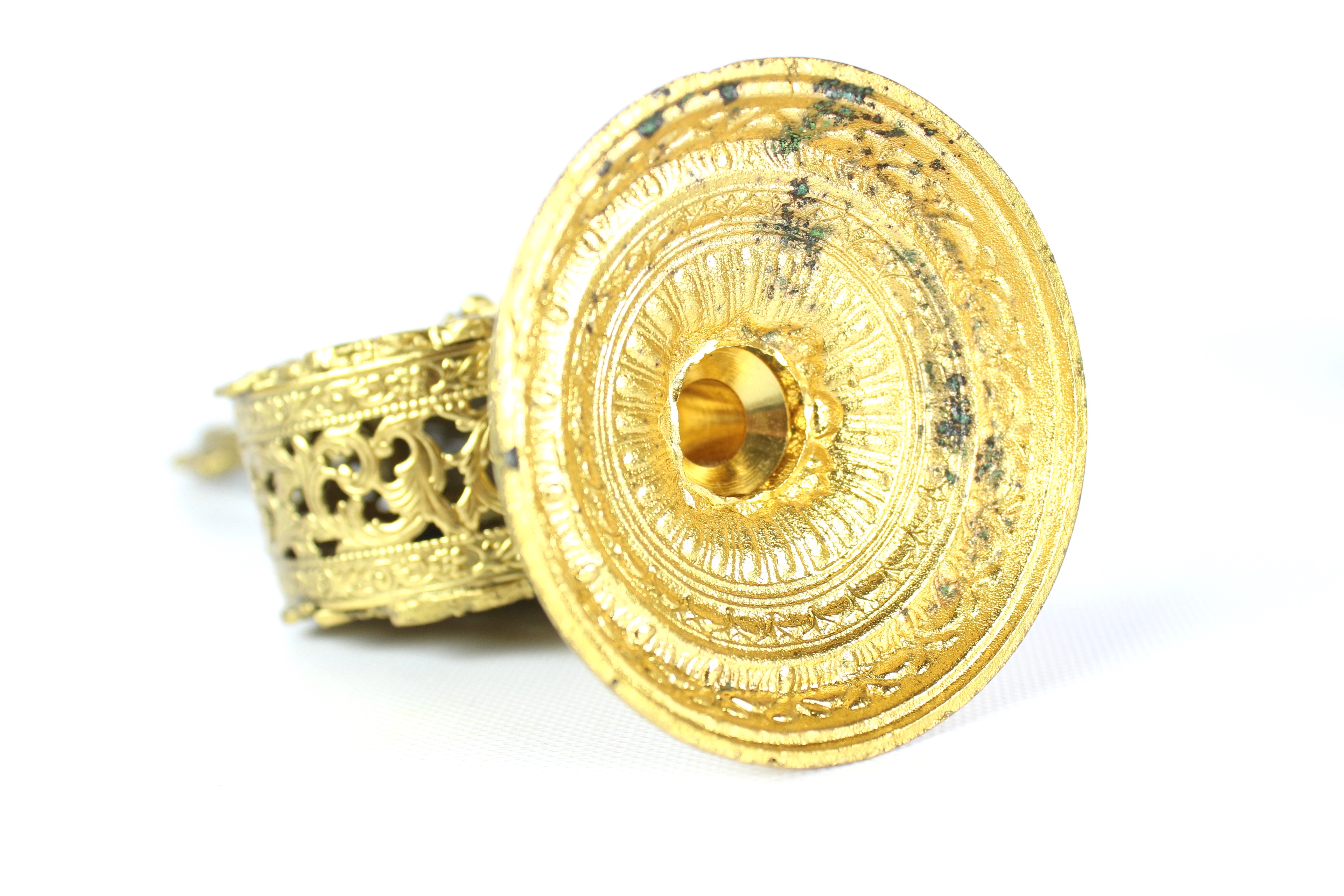 Vintage Ormolu Perfume Bottles With Antique Hand Mirror