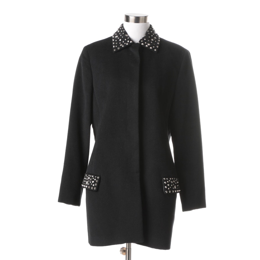 Women's Gianni Versace Couture Black Wool Blend Coat