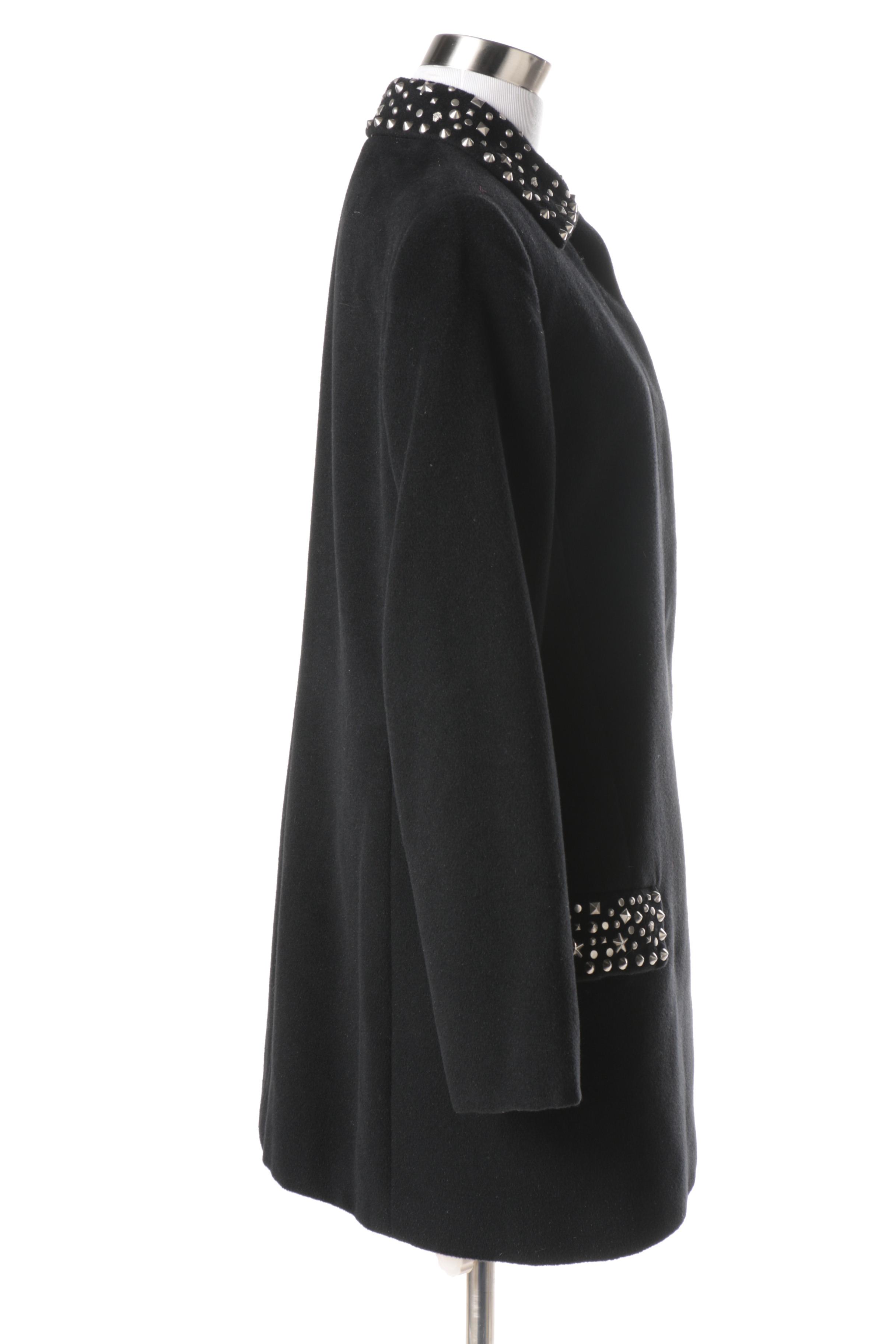 Women's Gianni Versace Couture Black Wool Blend Coat