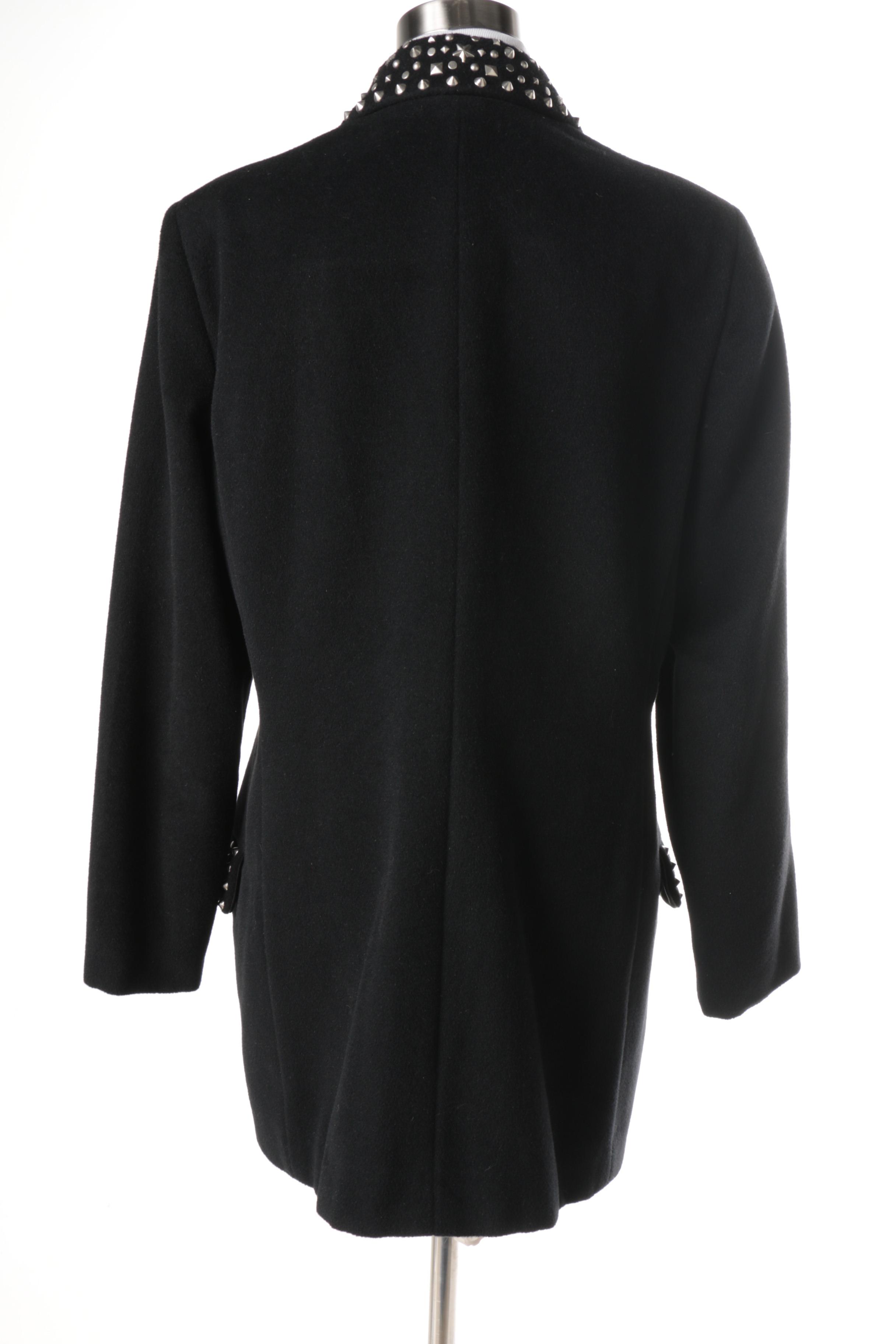 Women's Gianni Versace Couture Black Wool Blend Coat